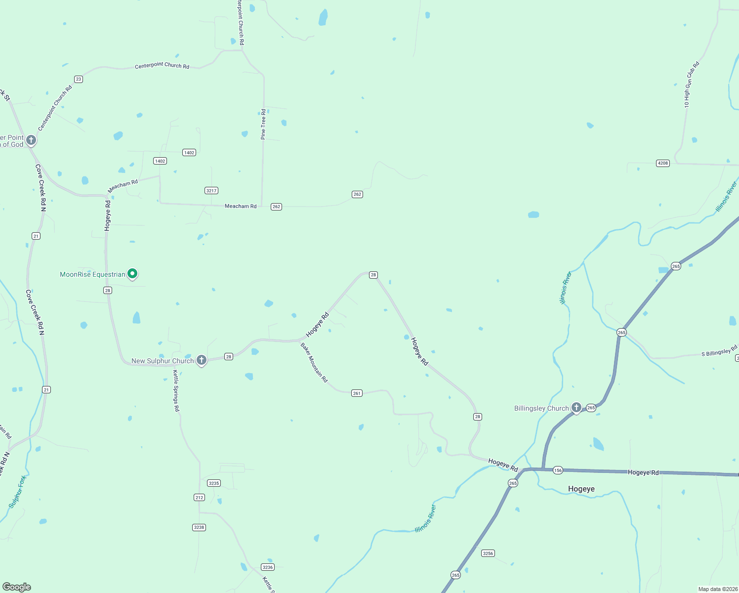 map of restaurants, bars, coffee shops, grocery stores, and more near 14203 Hogeye Road in Prairie Grove