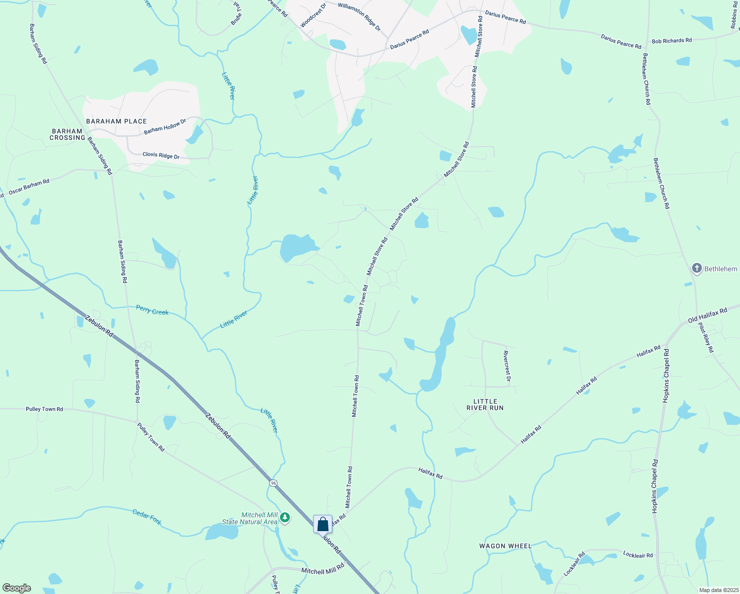 map of restaurants, bars, coffee shops, grocery stores, and more near 5408 Mitchell Town Road in Youngsville