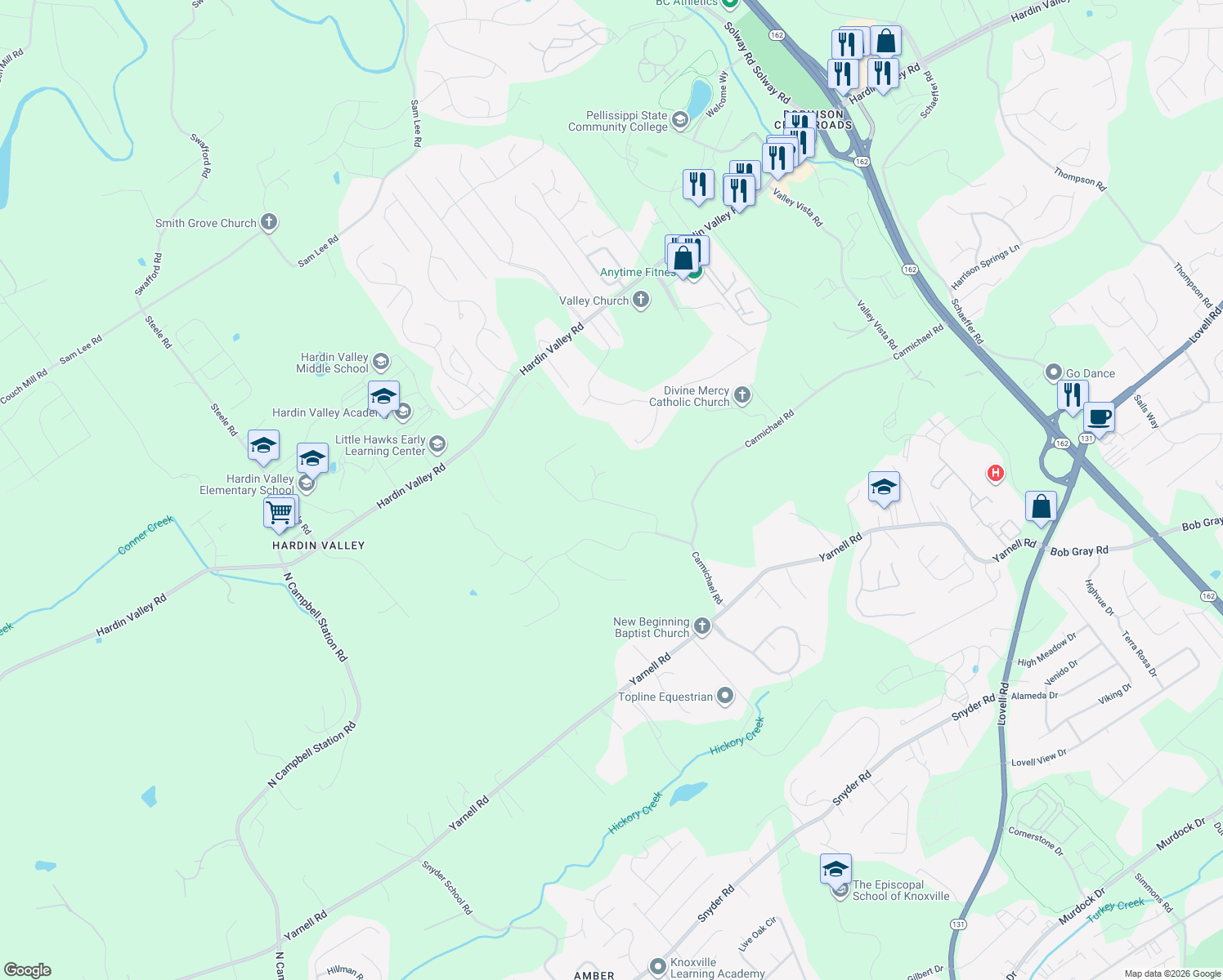 map of restaurants, bars, coffee shops, grocery stores, and more near 1908 Walnut Cove in Knoxville
