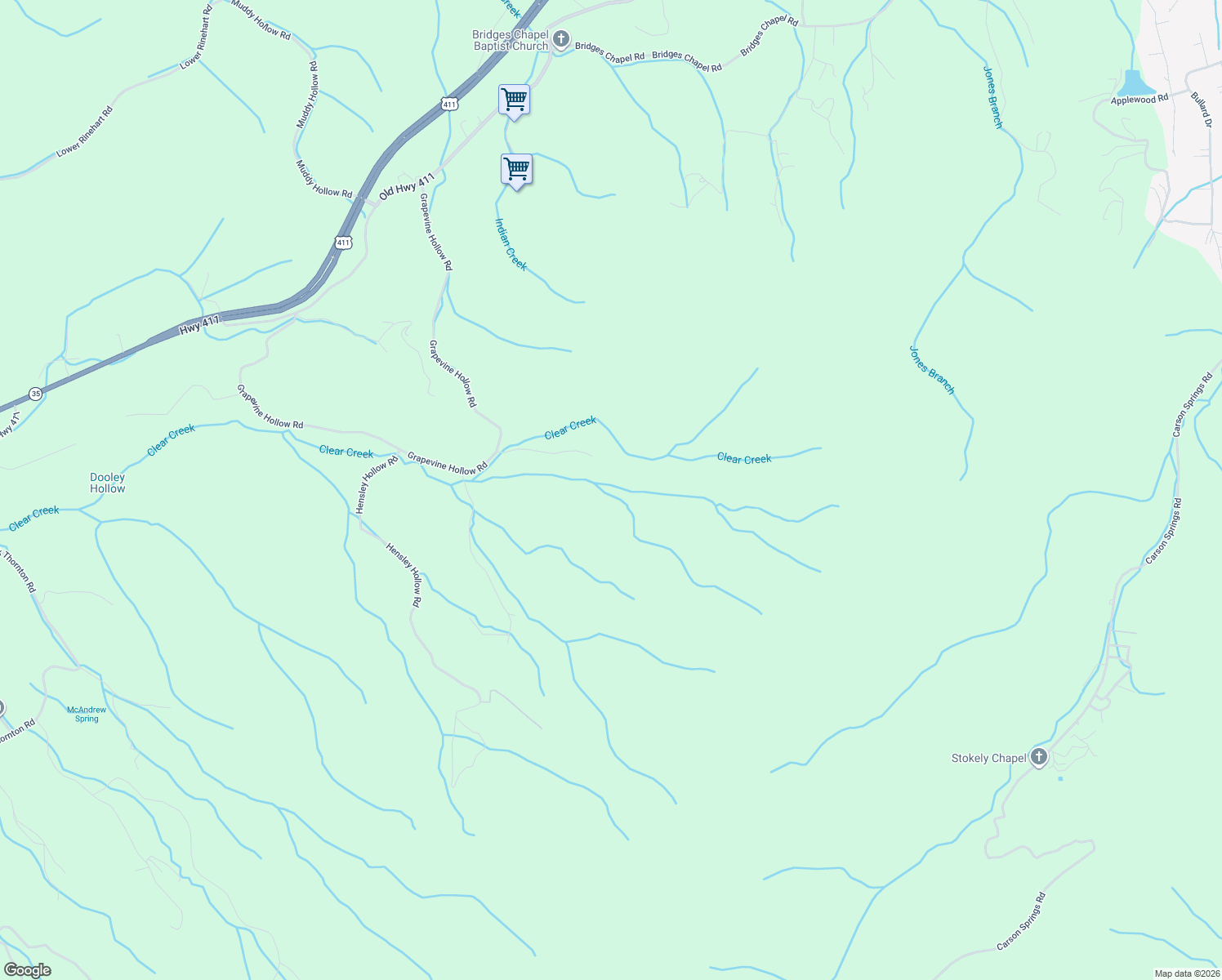map of restaurants, bars, coffee shops, grocery stores, and more near 3032 Seay Lane in Dandridge