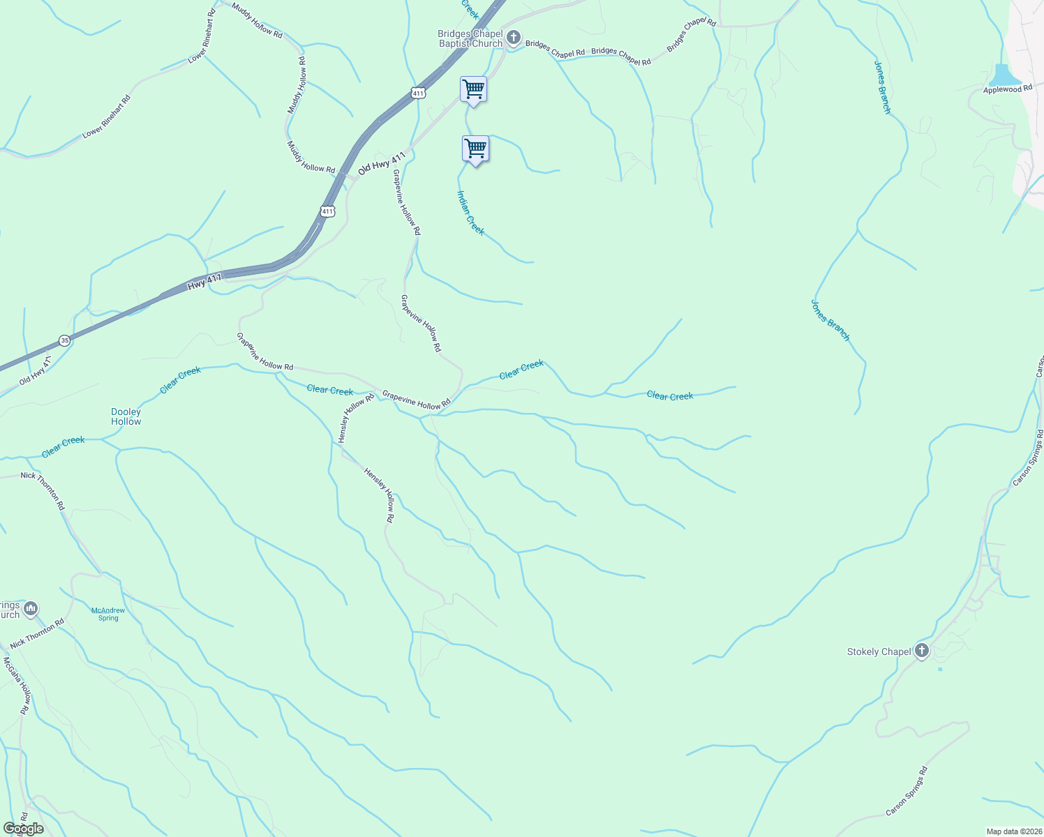 map of restaurants, bars, coffee shops, grocery stores, and more near 3032 Seay Lane in Dandridge