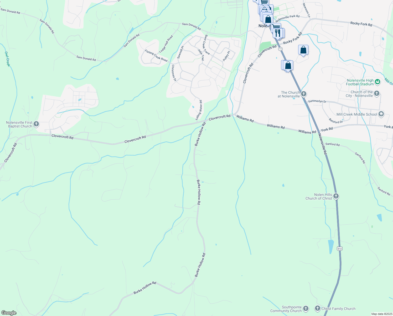 map of restaurants, bars, coffee shops, grocery stores, and more near in Nolensville