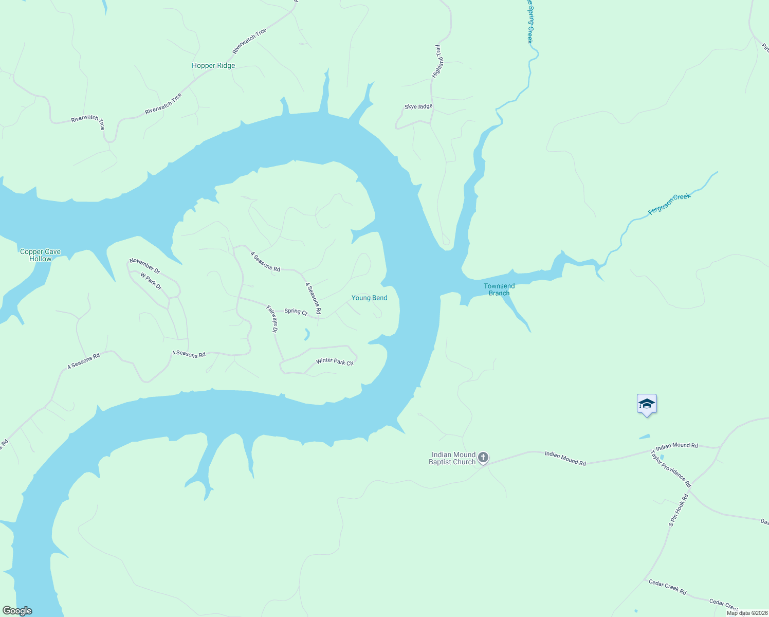 map of restaurants, bars, coffee shops, grocery stores, and more near 290 Spring Circle in Smithville