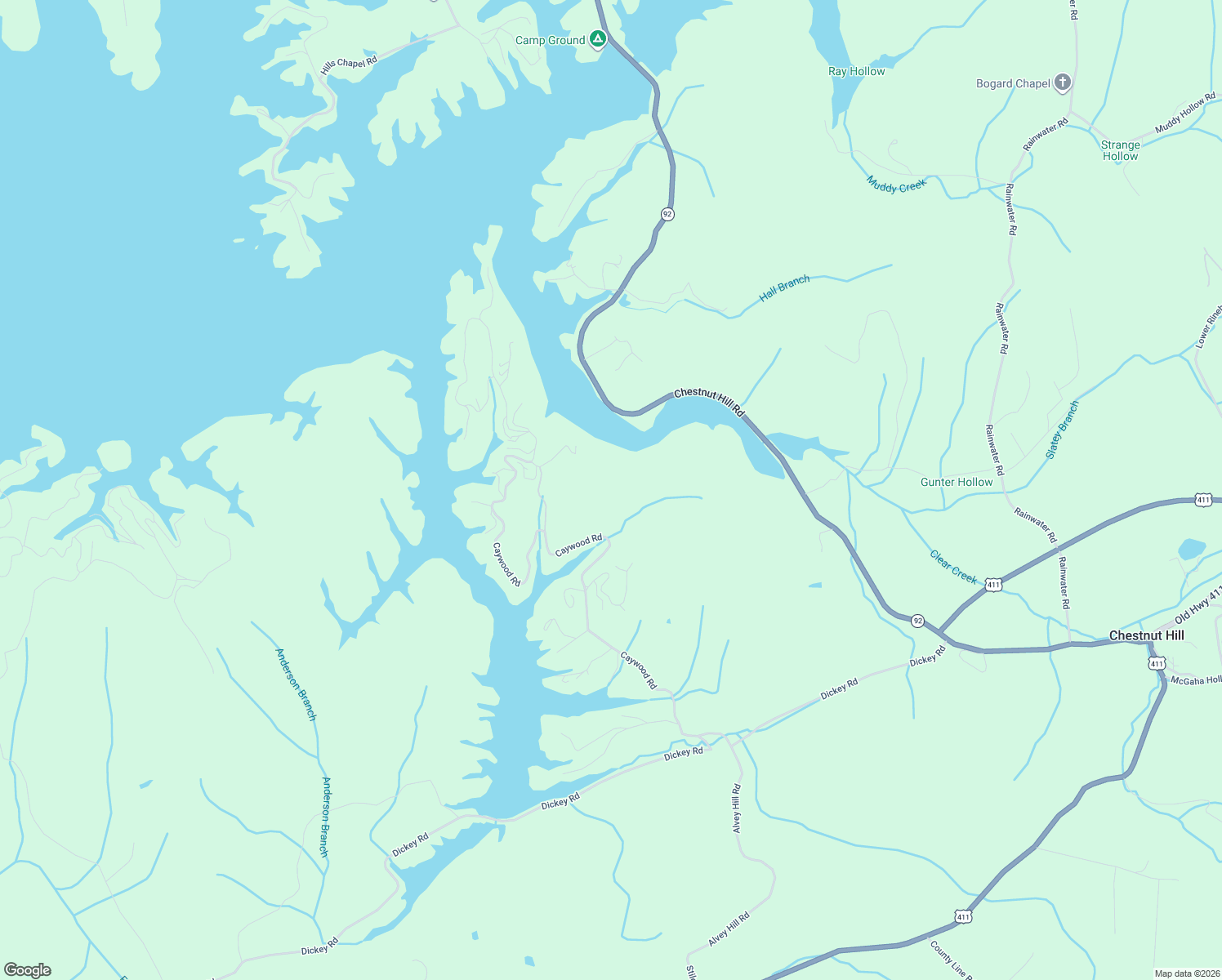 map of restaurants, bars, coffee shops, grocery stores, and more near 165 Haley Way in Dandridge