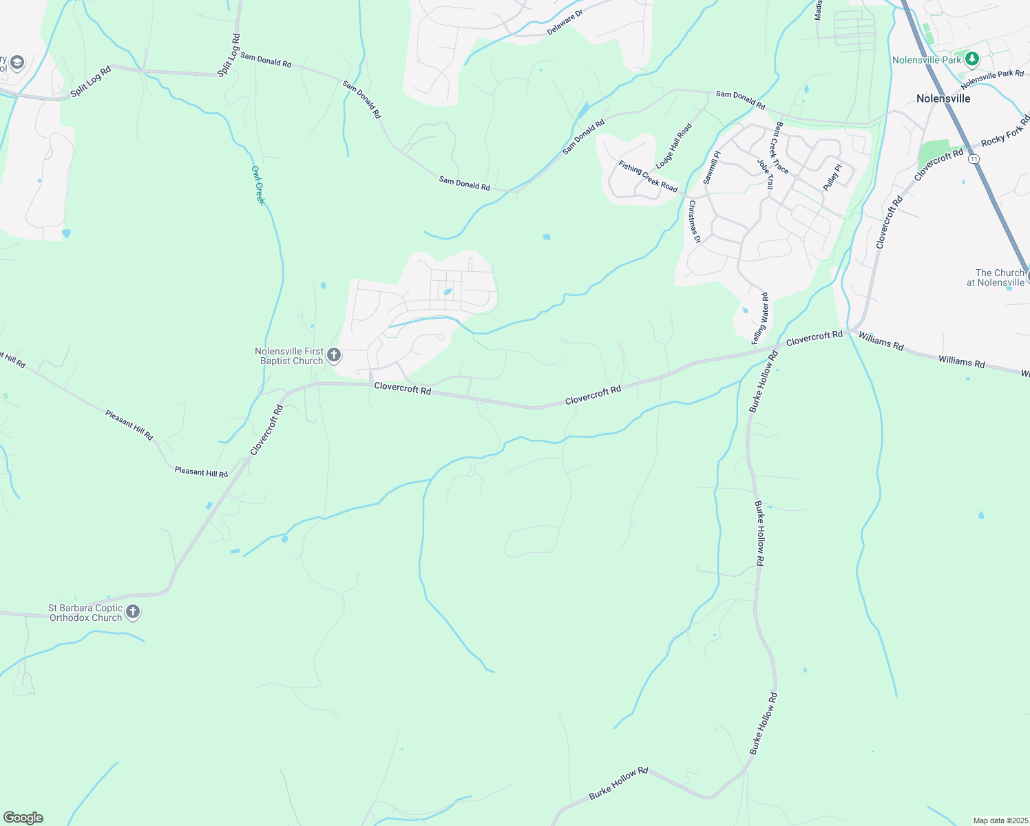 map of restaurants, bars, coffee shops, grocery stores, and more near 9675 Clovercroft Road in Nolensville