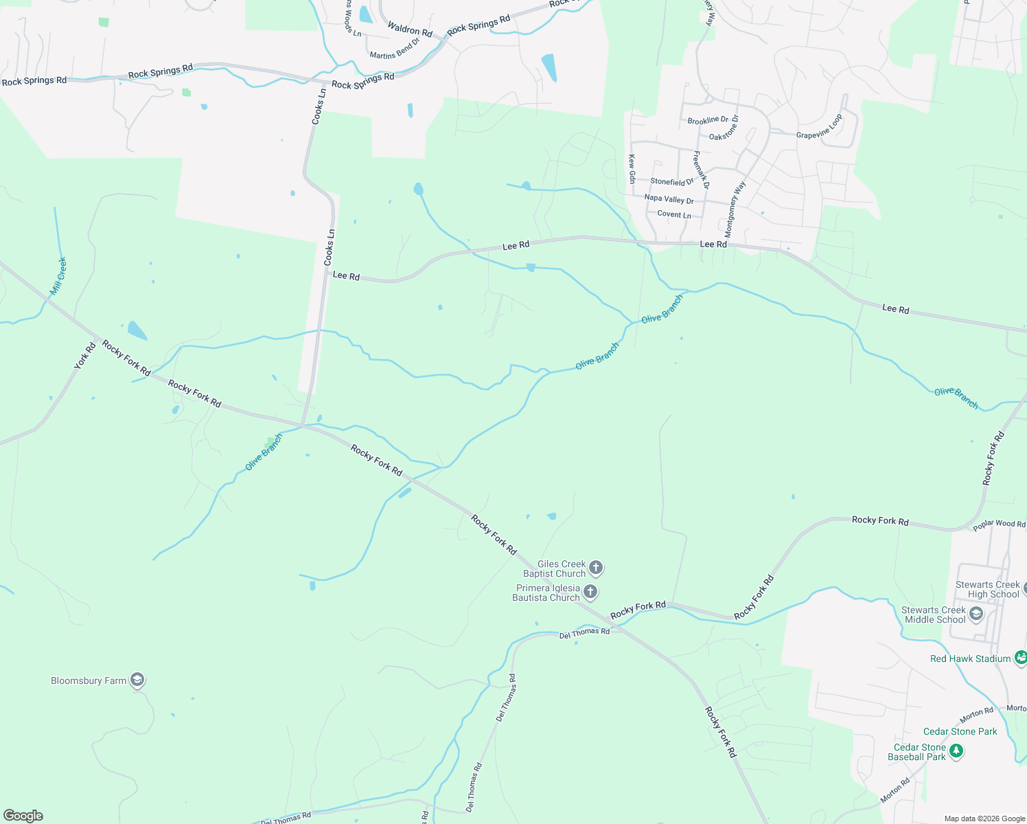 map of restaurants, bars, coffee shops, grocery stores, and more near 7798 Rocky Fork Road in Smyrna