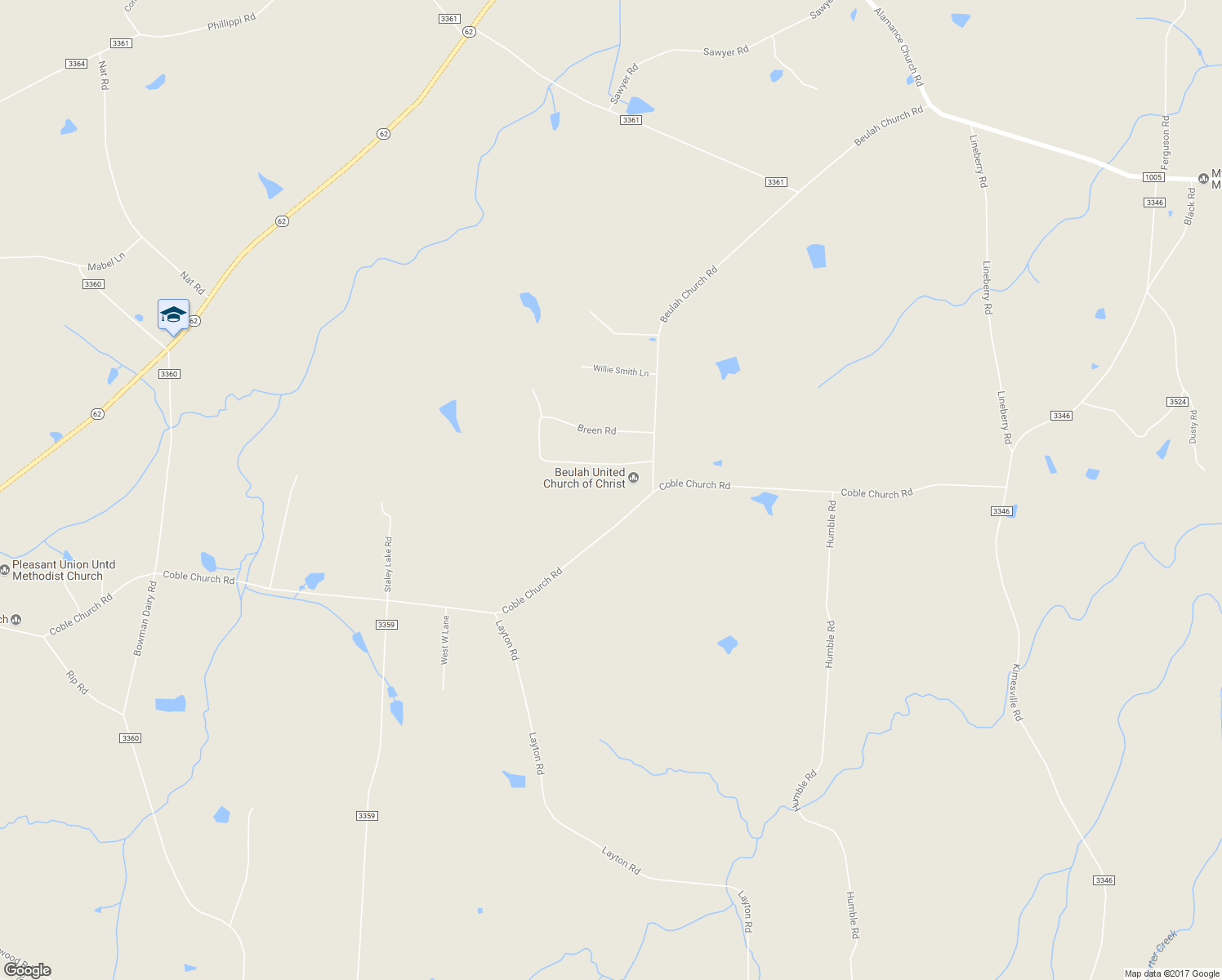 map of restaurants, bars, coffee shops, grocery stores, and more near 6230 Coble Church Road in Liberty