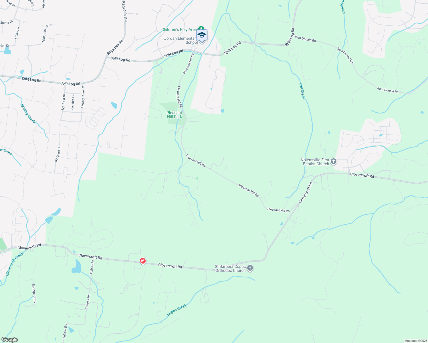 map of restaurants, bars, coffee shops, grocery stores, and more near Pleasant Hill Road in Franklin