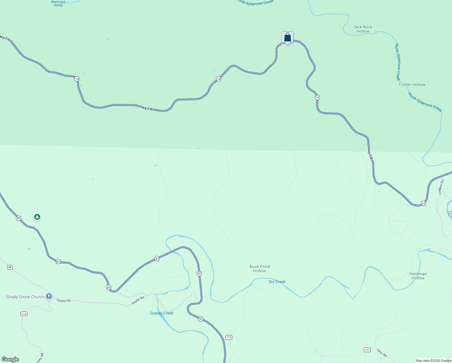 map of restaurants, bars, coffee shops, grocery stores, and more near Grandpa Jones Road in Stone County