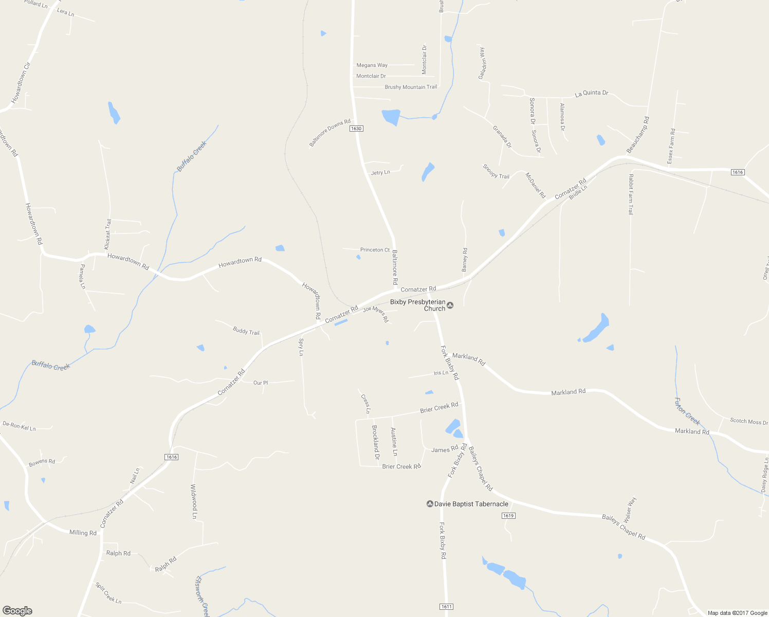 map of restaurants, bars, coffee shops, grocery stores, and more near 173 Joe Myers Road in Advance