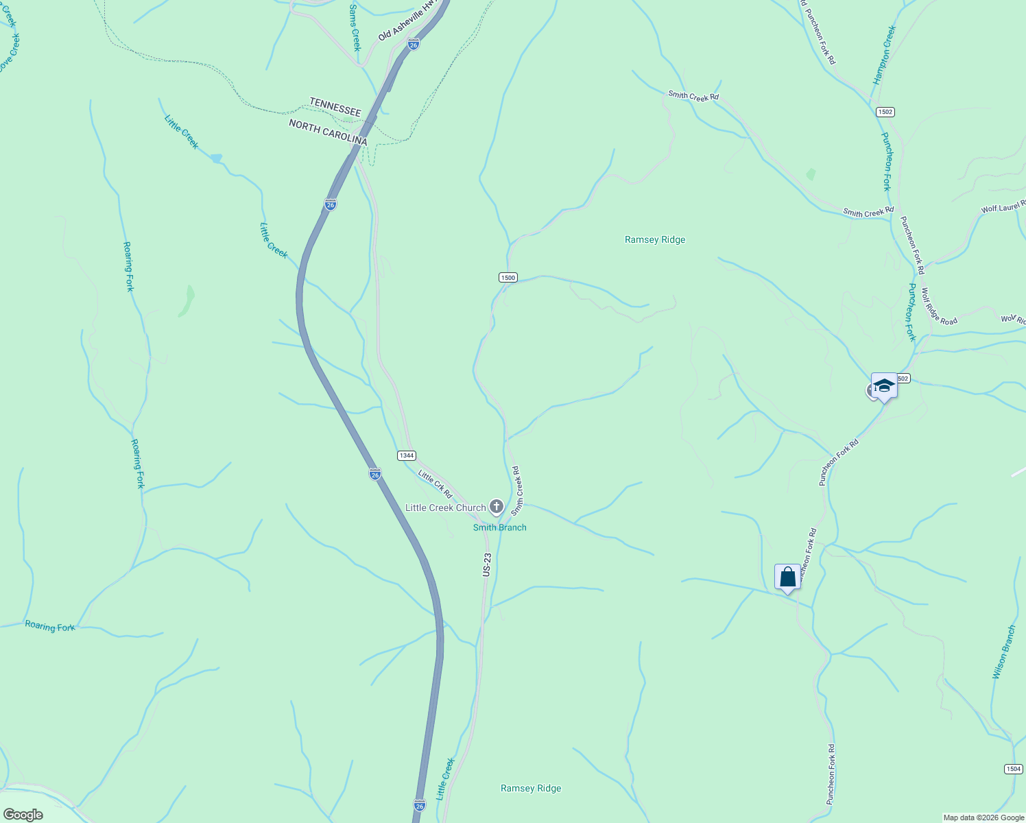 map of restaurants, bars, coffee shops, grocery stores, and more near 474 Smith Creek Road in Mars Hill