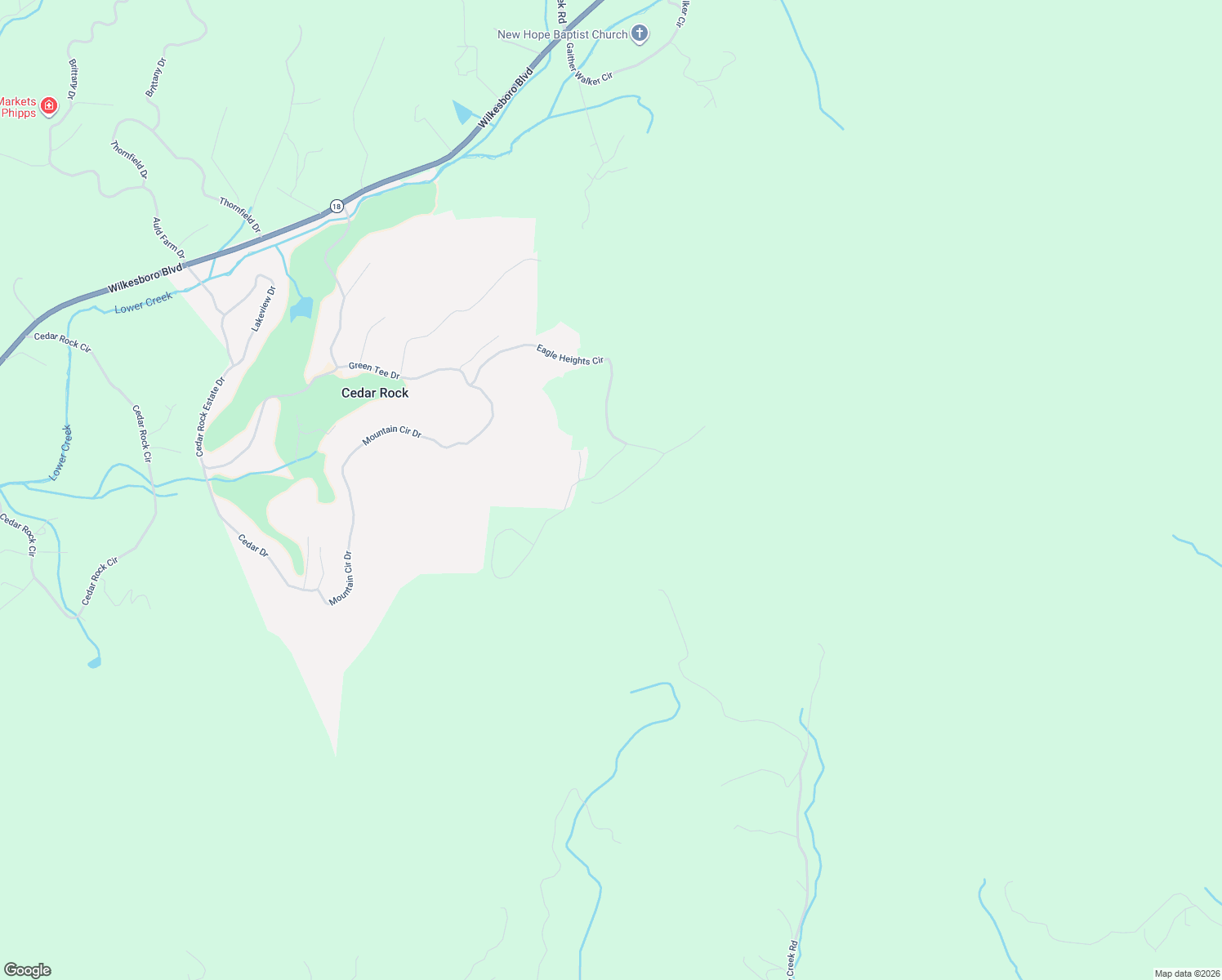 map of restaurants, bars, coffee shops, grocery stores, and more near 2216 Nighthawk Ridge Court in Lenoir