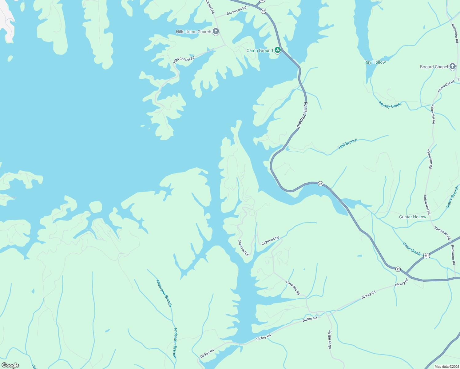 map of restaurants, bars, coffee shops, grocery stores, and more near 3467 Caywood Road in Dandridge