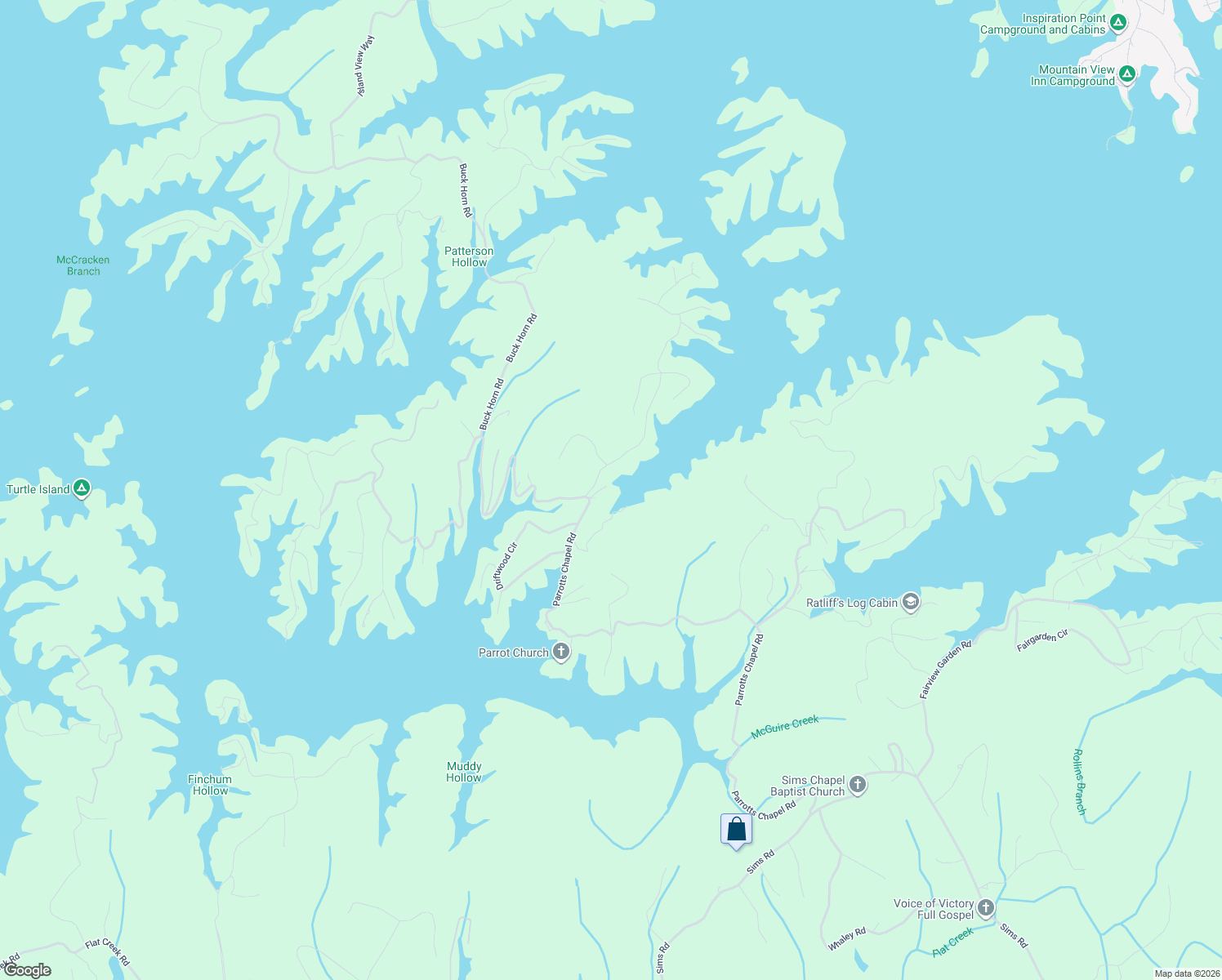 map of restaurants, bars, coffee shops, grocery stores, and more near 1520 Parrotts Chapel Road in Sevierville
