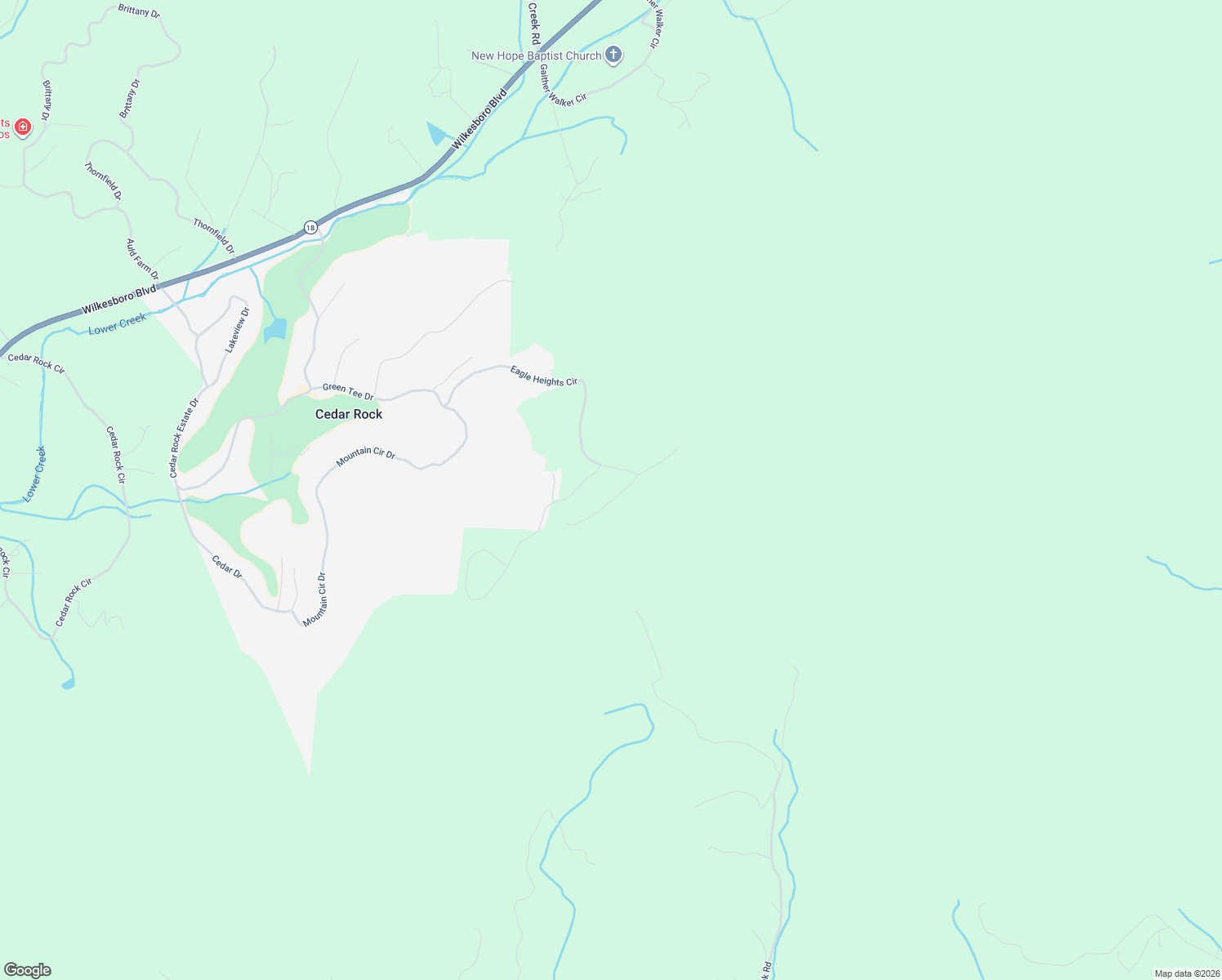 map of restaurants, bars, coffee shops, grocery stores, and more near 2202 Nighthawk Ridge Court in Lenoir