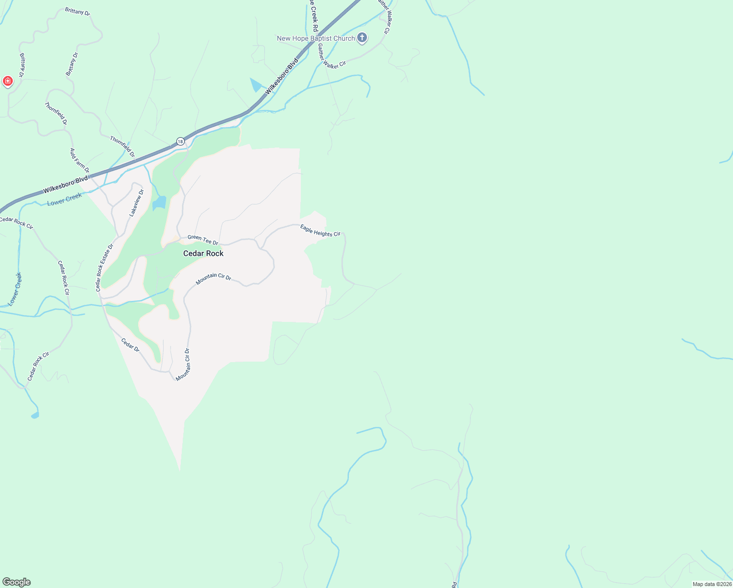 map of restaurants, bars, coffee shops, grocery stores, and more near 2202 Nighthawk Ridge Court in Lenoir