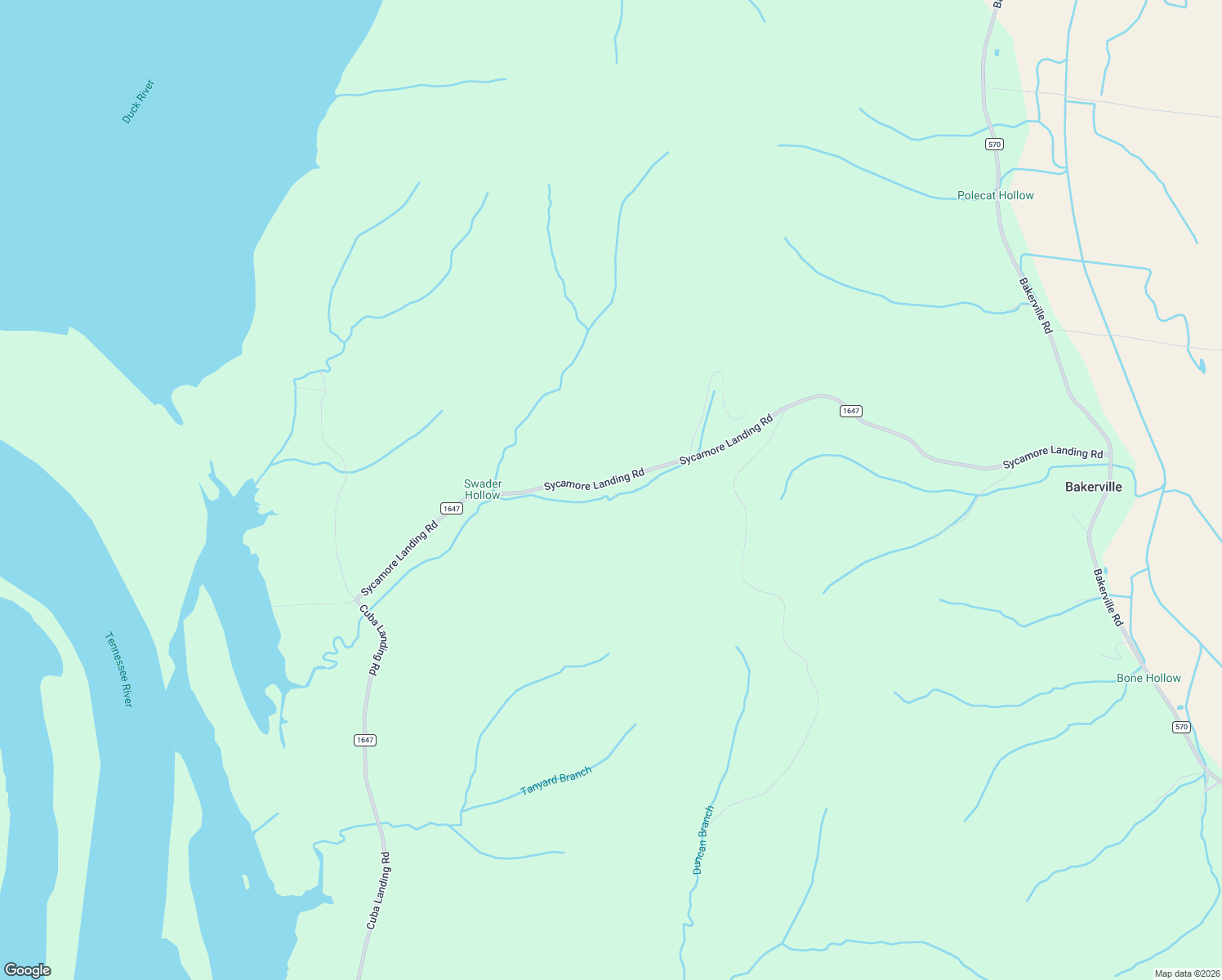 map of restaurants, bars, coffee shops, grocery stores, and more near 1609 Sycamore Landing Road in Waverly