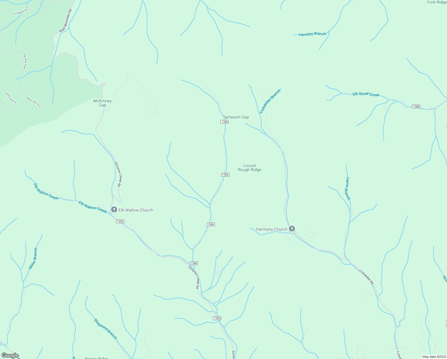 map of restaurants, bars, coffee shops, grocery stores, and more near State Road 1396 in Yancey County
