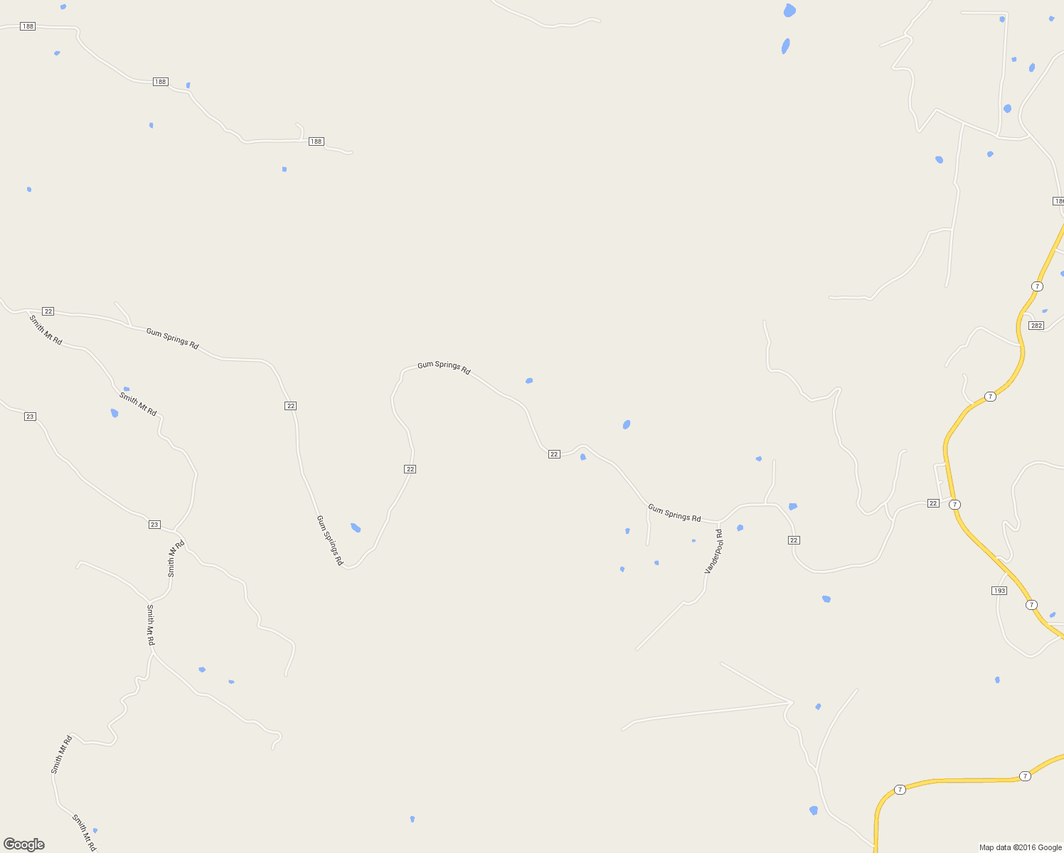 map of restaurants, bars, coffee shops, grocery stores, and more near Gum Springs Road in Jasper