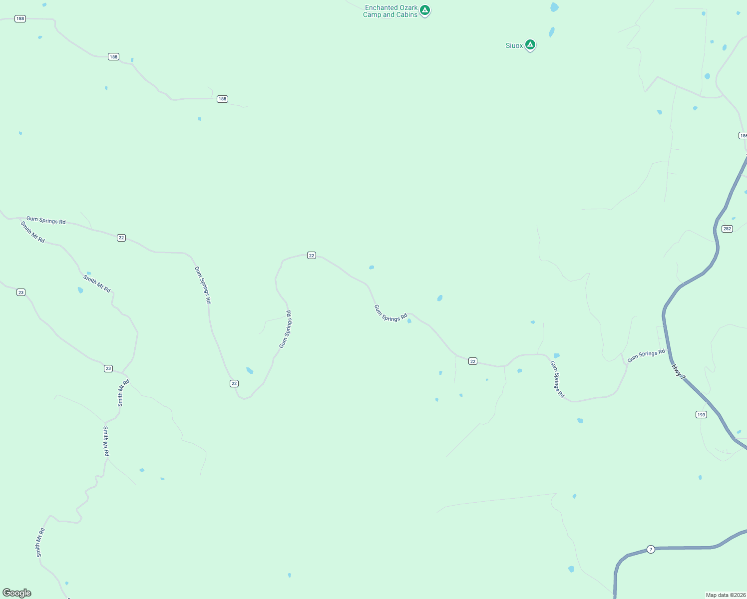 map of restaurants, bars, coffee shops, grocery stores, and more near Gum Springs Rd in Jasper