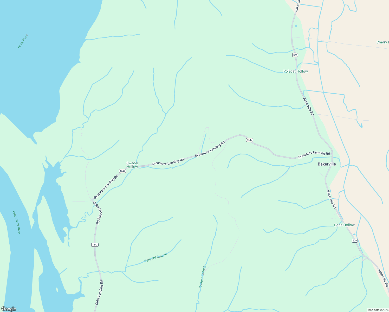 map of restaurants, bars, coffee shops, grocery stores, and more near Sycamore Landing Road in Humphreys County