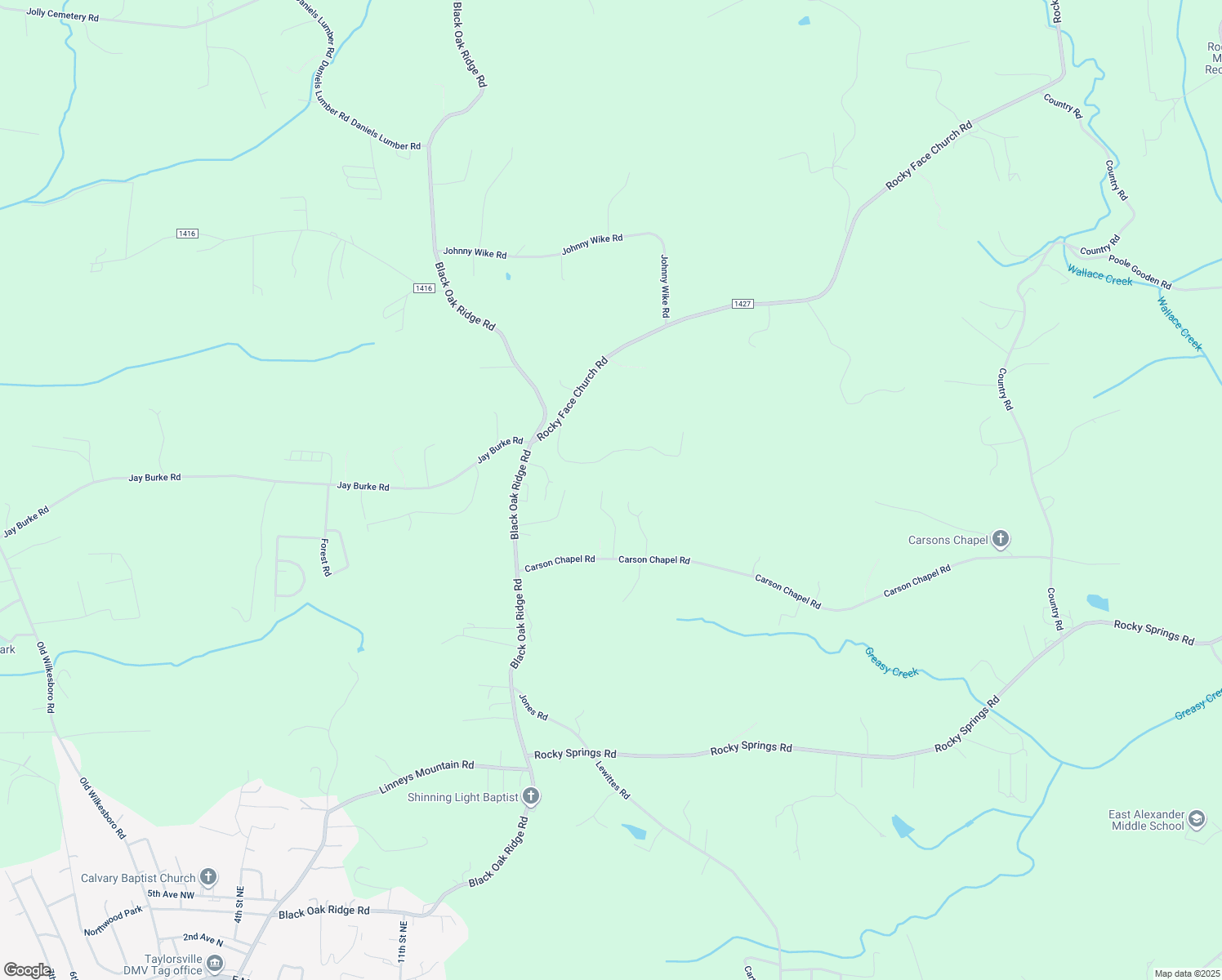 map of restaurants, bars, coffee shops, grocery stores, and more near 287 Carson Chapel Road in Taylorsville