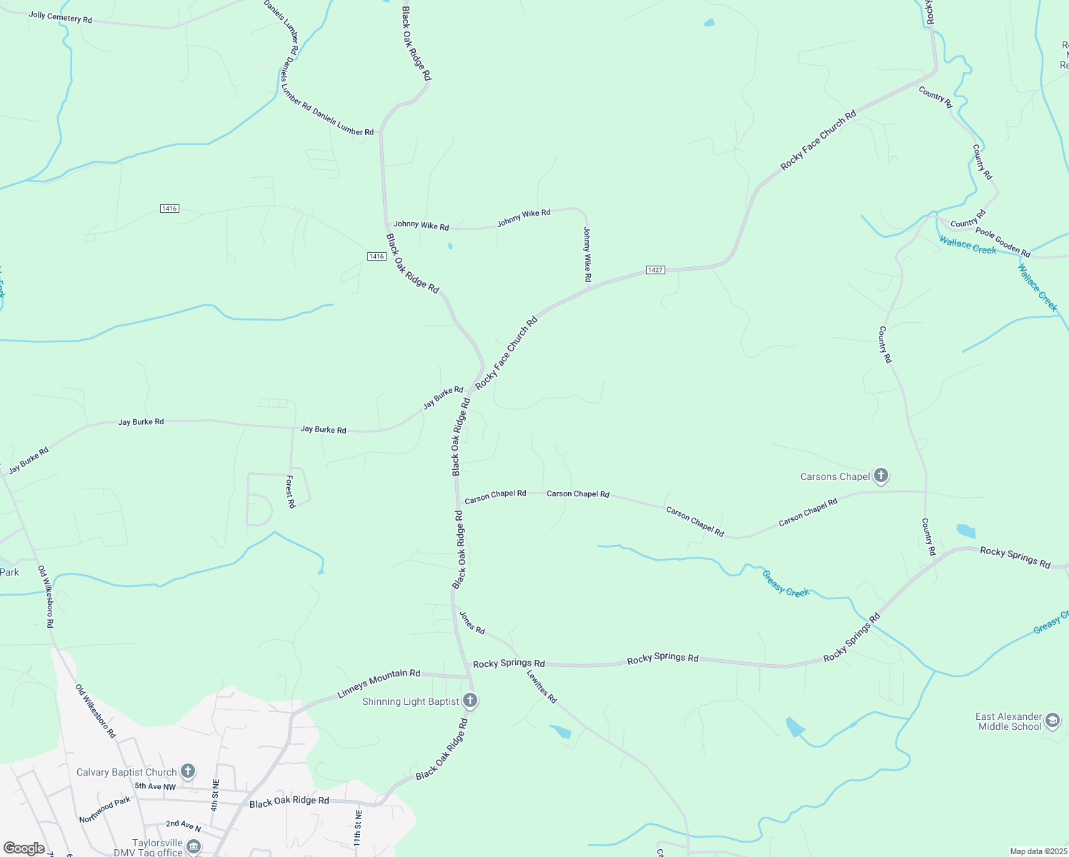 map of restaurants, bars, coffee shops, grocery stores, and more near 287 Carson Chapel Road in Taylorsville