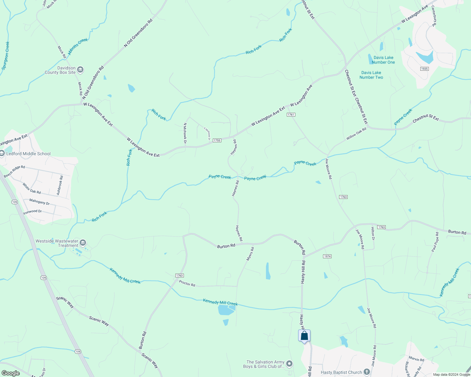 map of restaurants, bars, coffee shops, grocery stores, and more near Haynes Road in Thomasville