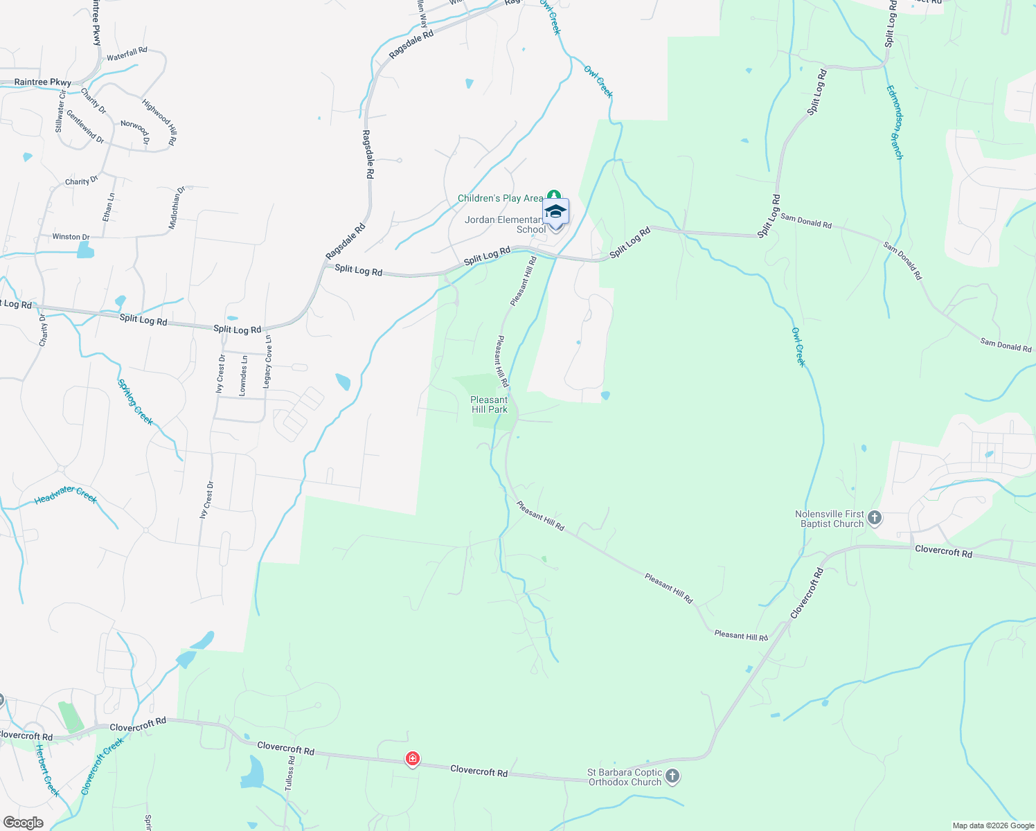map of restaurants, bars, coffee shops, grocery stores, and more near Pleasant Hill Road in Franklin