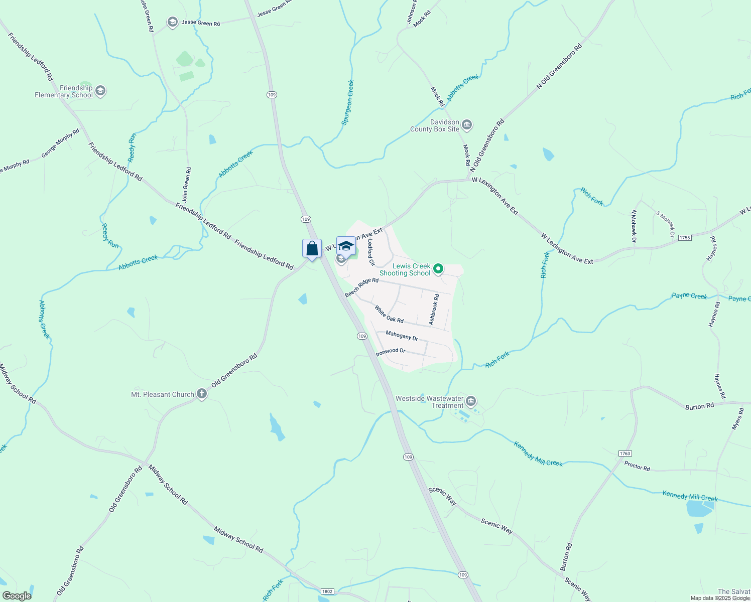 map of restaurants, bars, coffee shops, grocery stores, and more near 197 White Oak Road in Thomasville