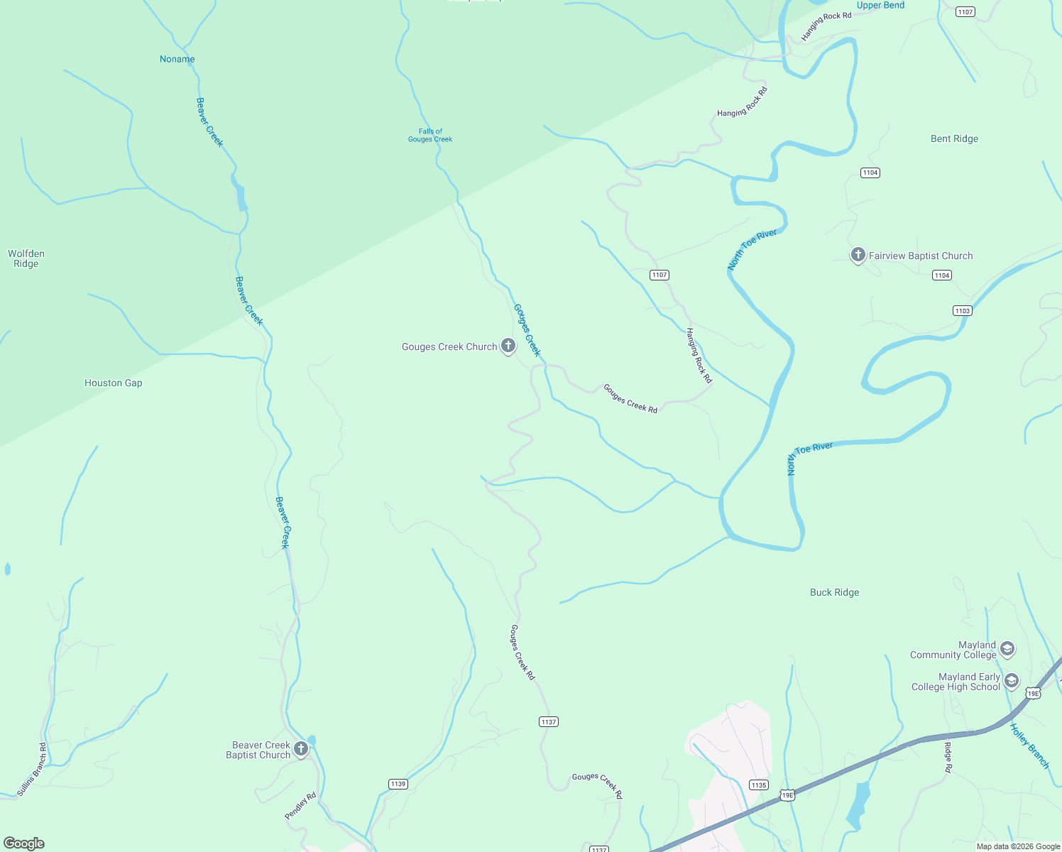 map of restaurants, bars, coffee shops, grocery stores, and more near 2136 Gouges Creek Road in Spruce Pine