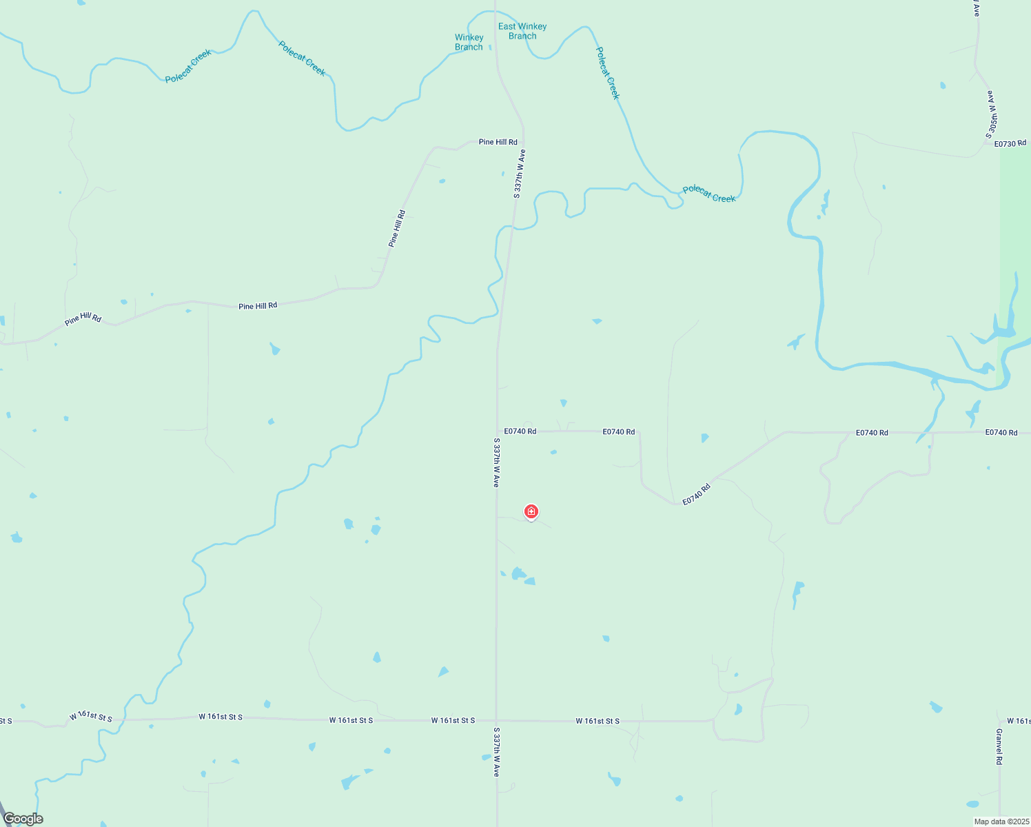 map of restaurants, bars, coffee shops, grocery stores, and more near 33545 E0740 Road in Bristow
