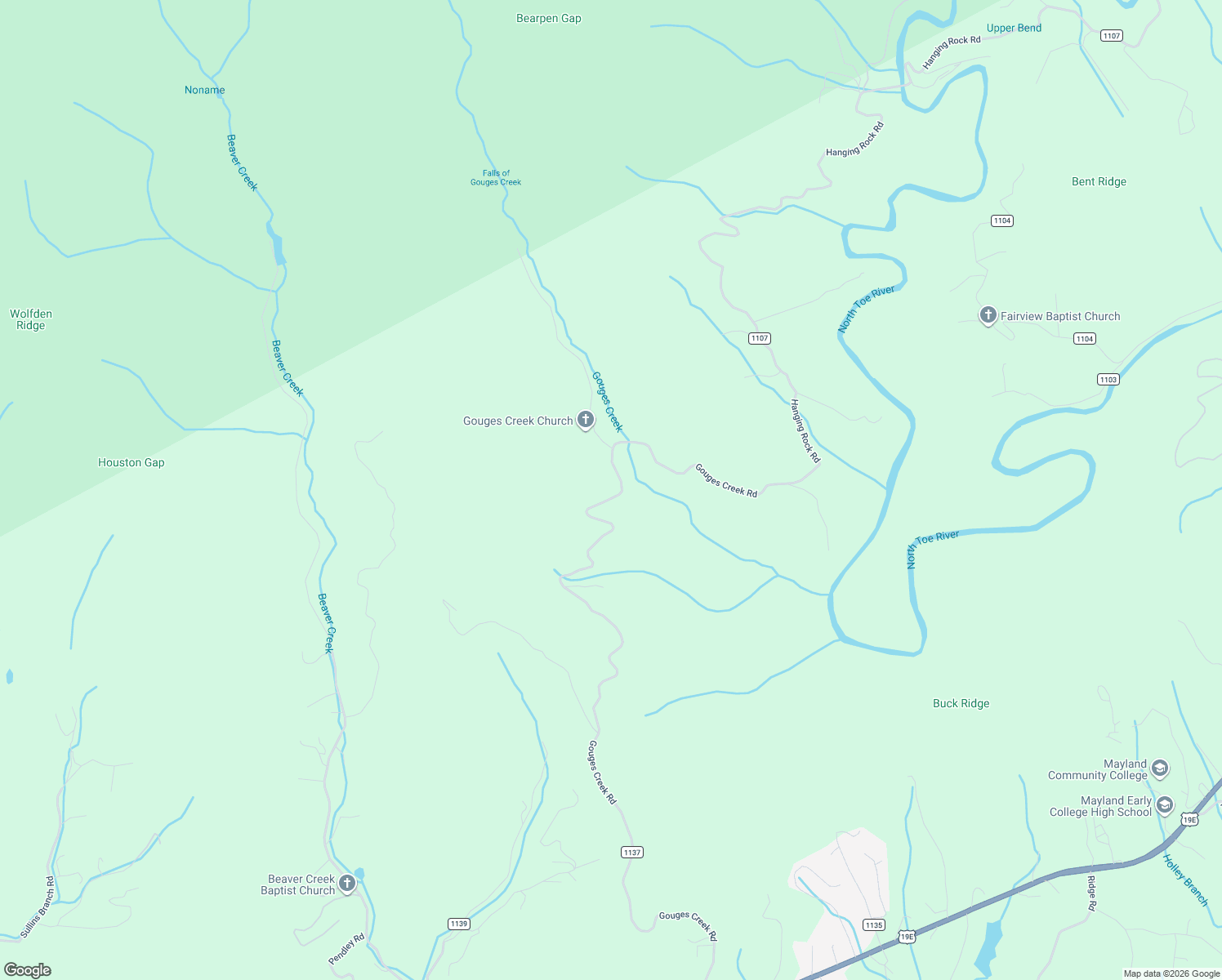 map of restaurants, bars, coffee shops, grocery stores, and more near 2136 Gouges Creek Road in Spruce Pine