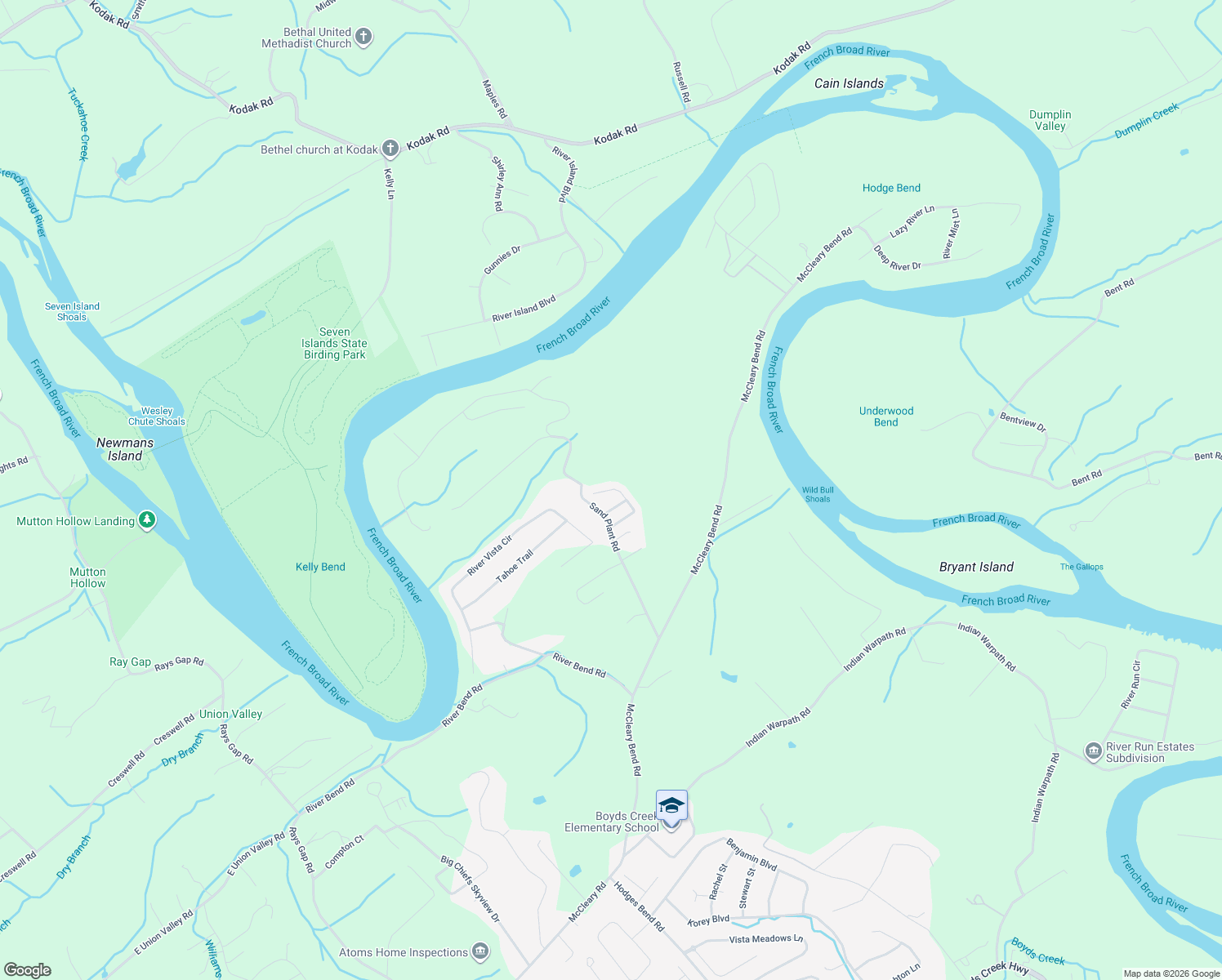 map of restaurants, bars, coffee shops, grocery stores, and more near 1750 Watauga St in Sevierville