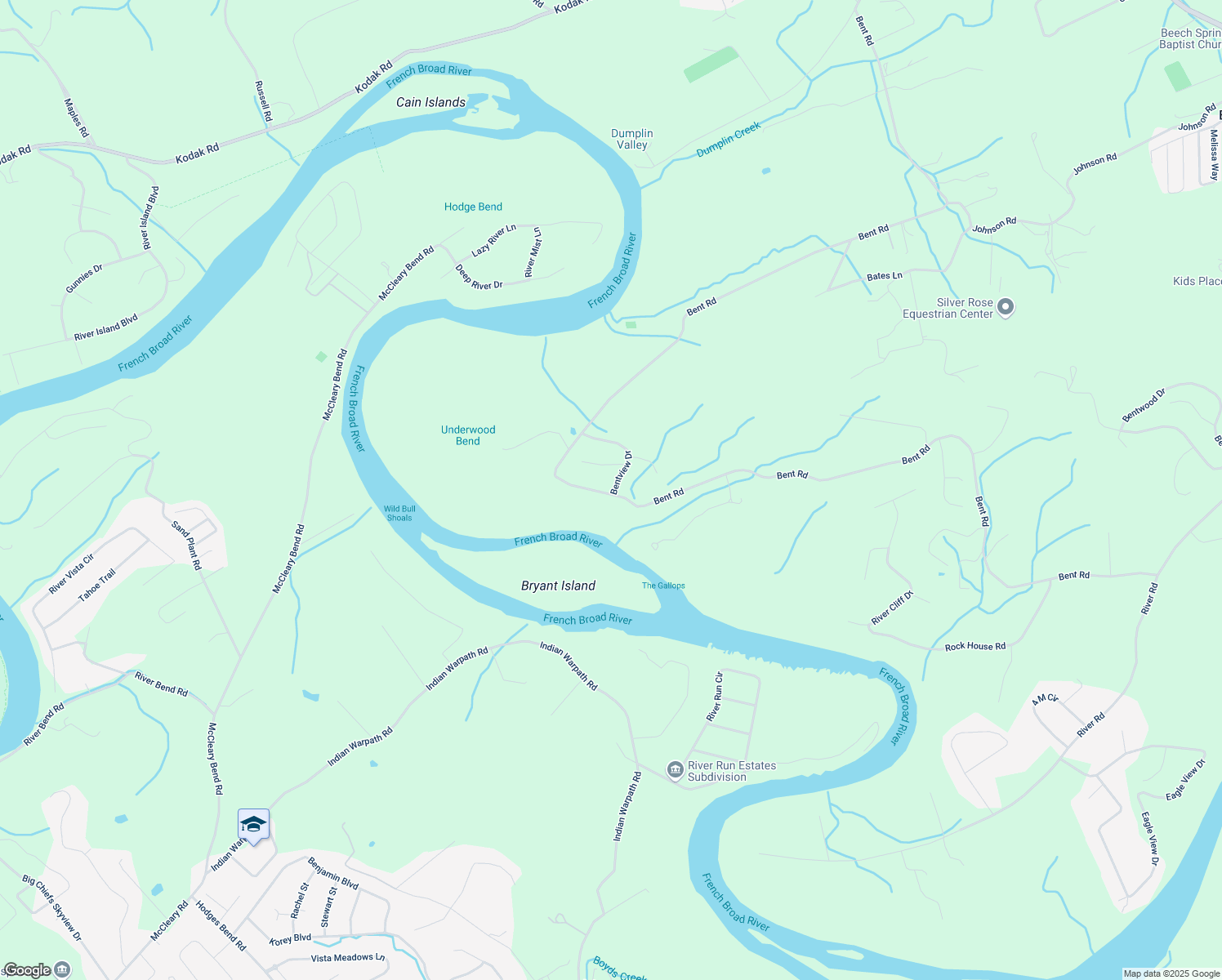 map of restaurants, bars, coffee shops, grocery stores, and more near 1503 Bentview Drive in Kodak