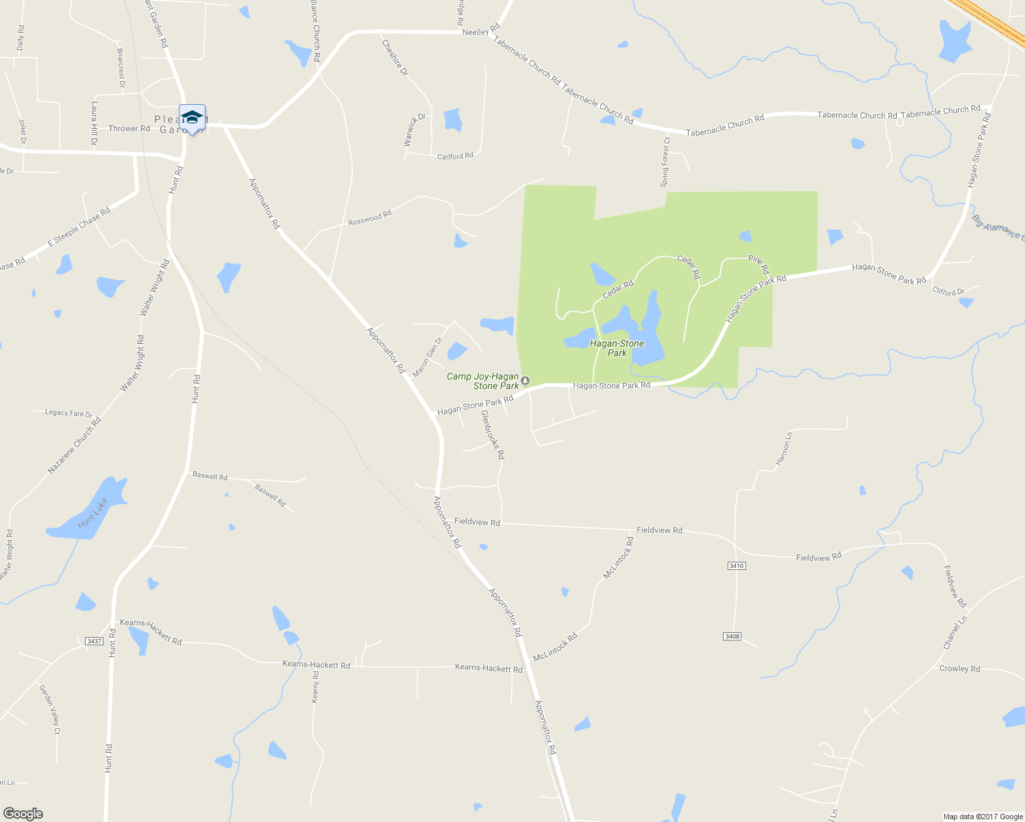 map of restaurants, bars, coffee shops, grocery stores, and more near 6403 Vineyard Court in Pleasant Garden