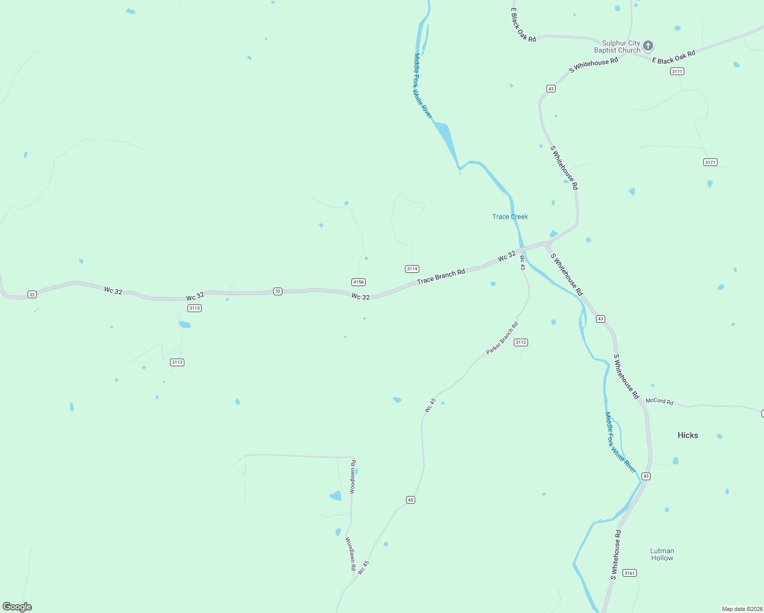 map of restaurants, bars, coffee shops, grocery stores, and more near 16651 Trace Branch Road in West Fork