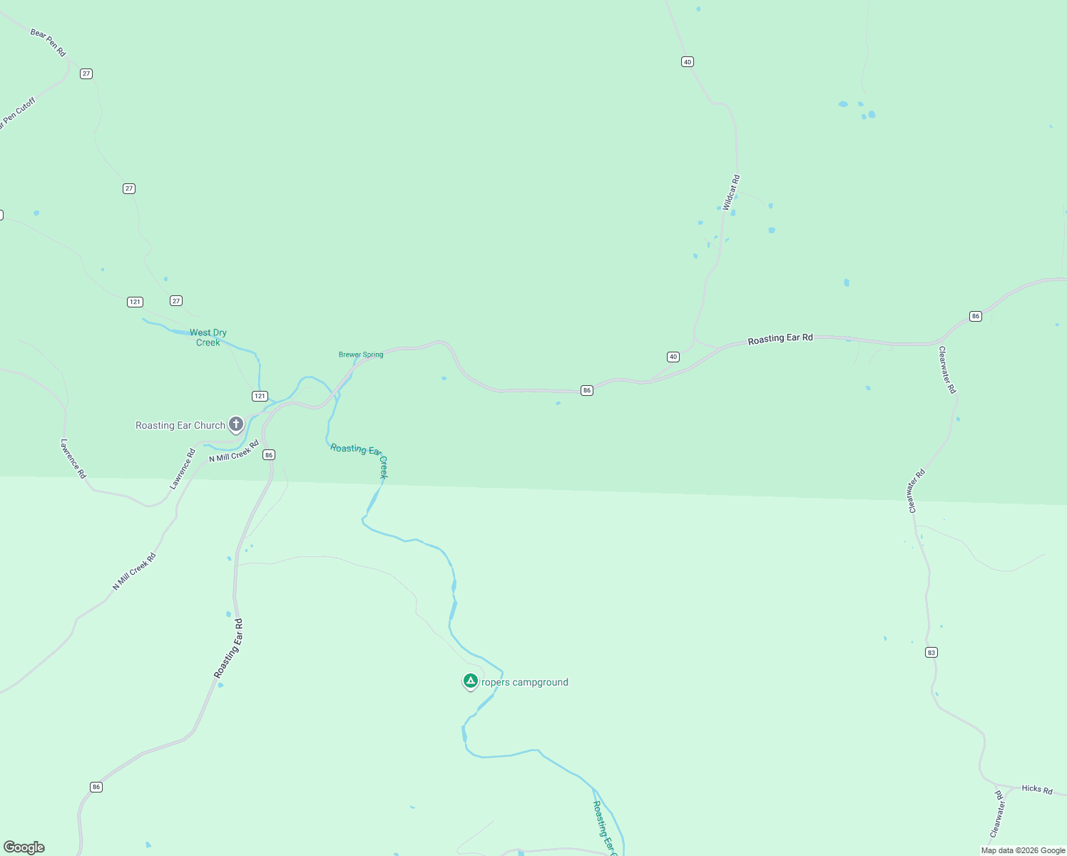 map of restaurants, bars, coffee shops, grocery stores, and more near 5117 Roasting Ear Road in Fifty-Six