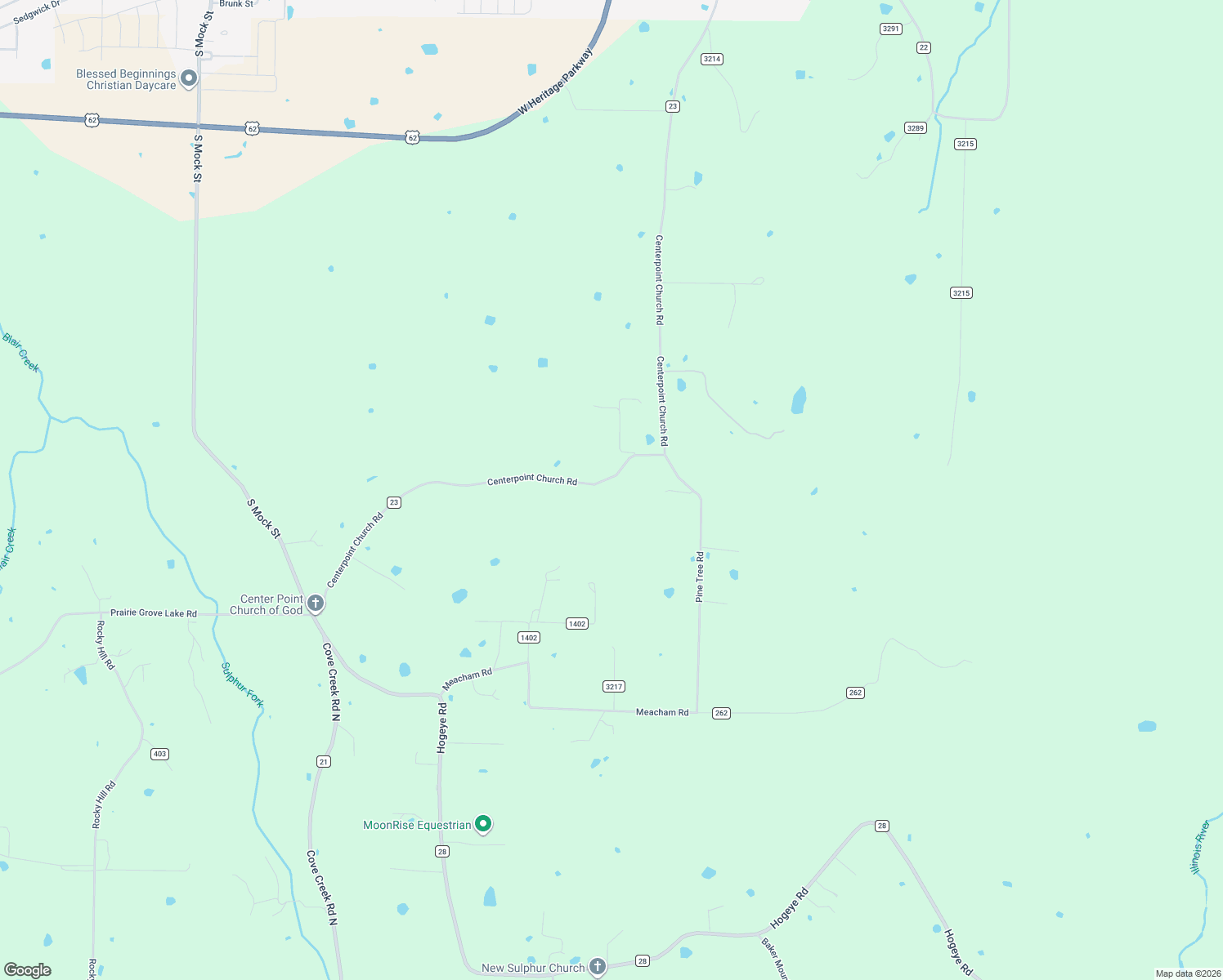 map of restaurants, bars, coffee shops, grocery stores, and more near 12120 Centerpoint Church Road in Prairie Grove