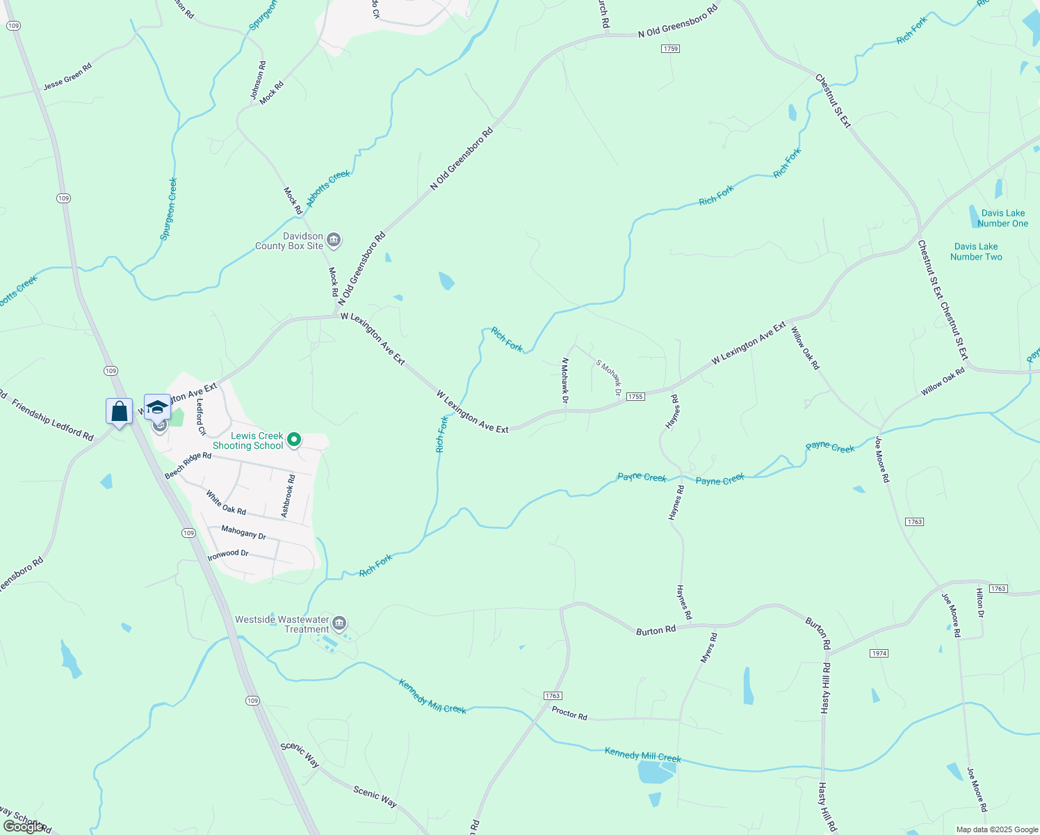 map of restaurants, bars, coffee shops, grocery stores, and more near 3460 West Lexington Avenue Extension in High Point