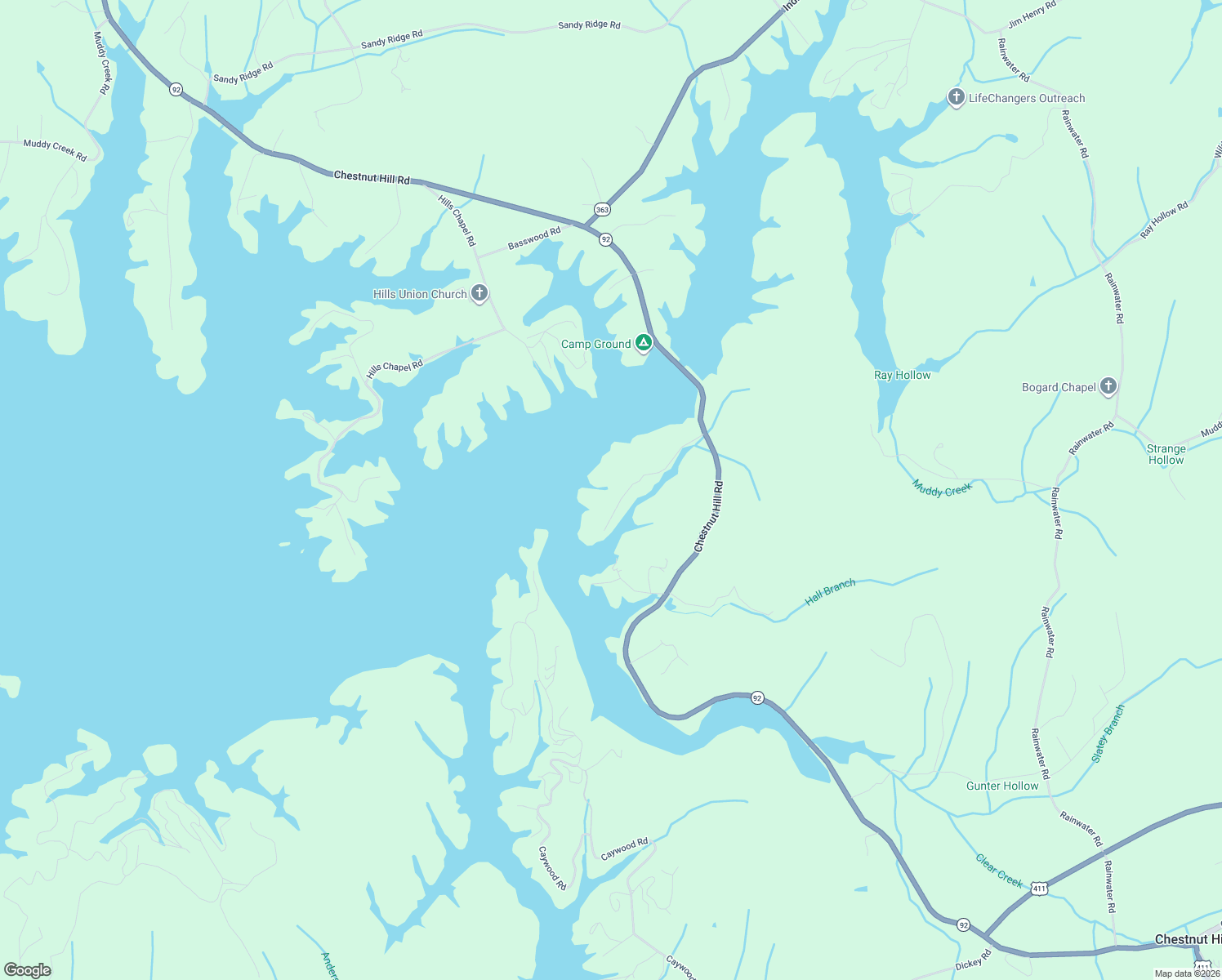 map of restaurants, bars, coffee shops, grocery stores, and more near 2667 Von Hill Road in Dandridge