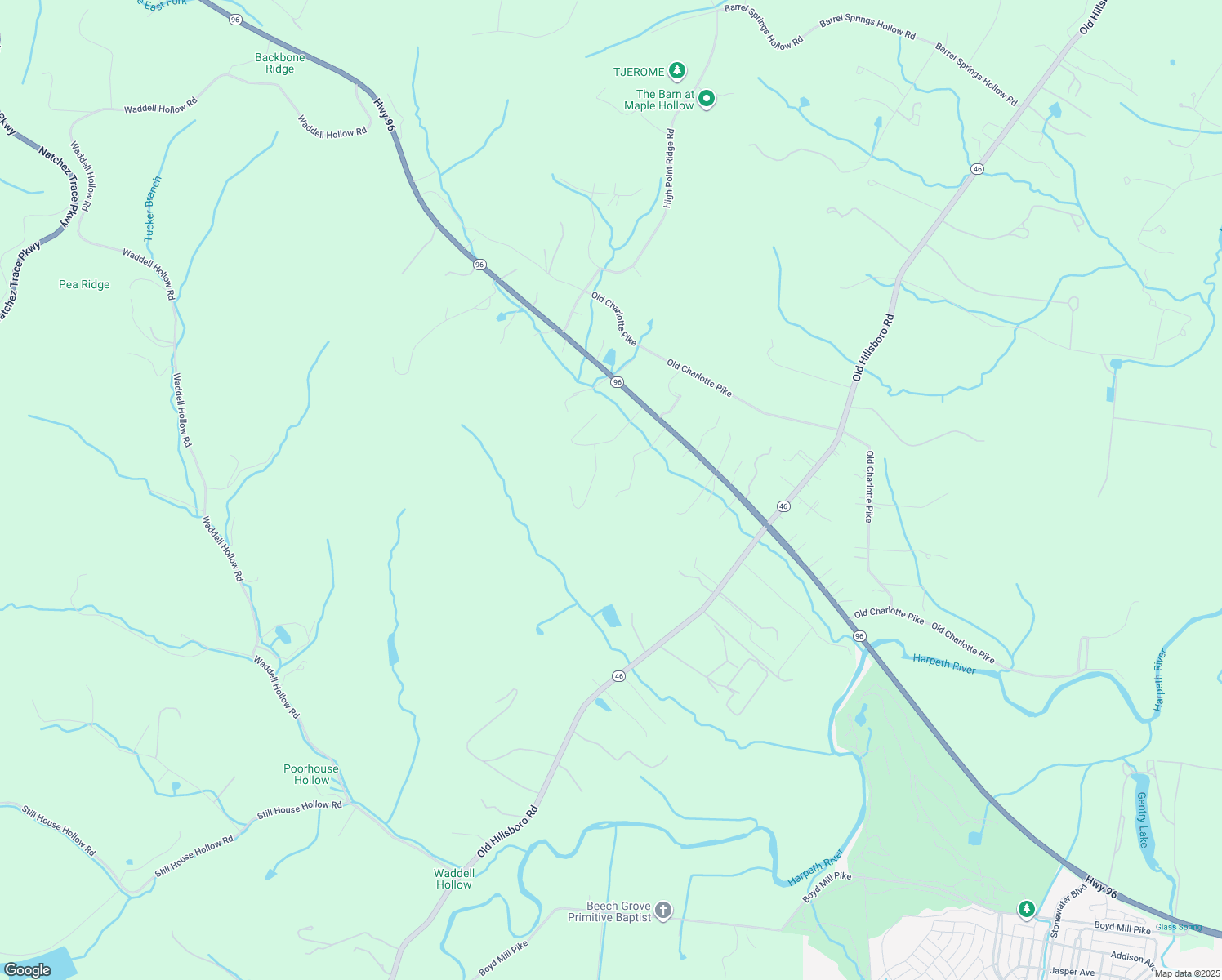 map of restaurants, bars, coffee shops, grocery stores, and more near 3727 New Highway 96 West in Franklin