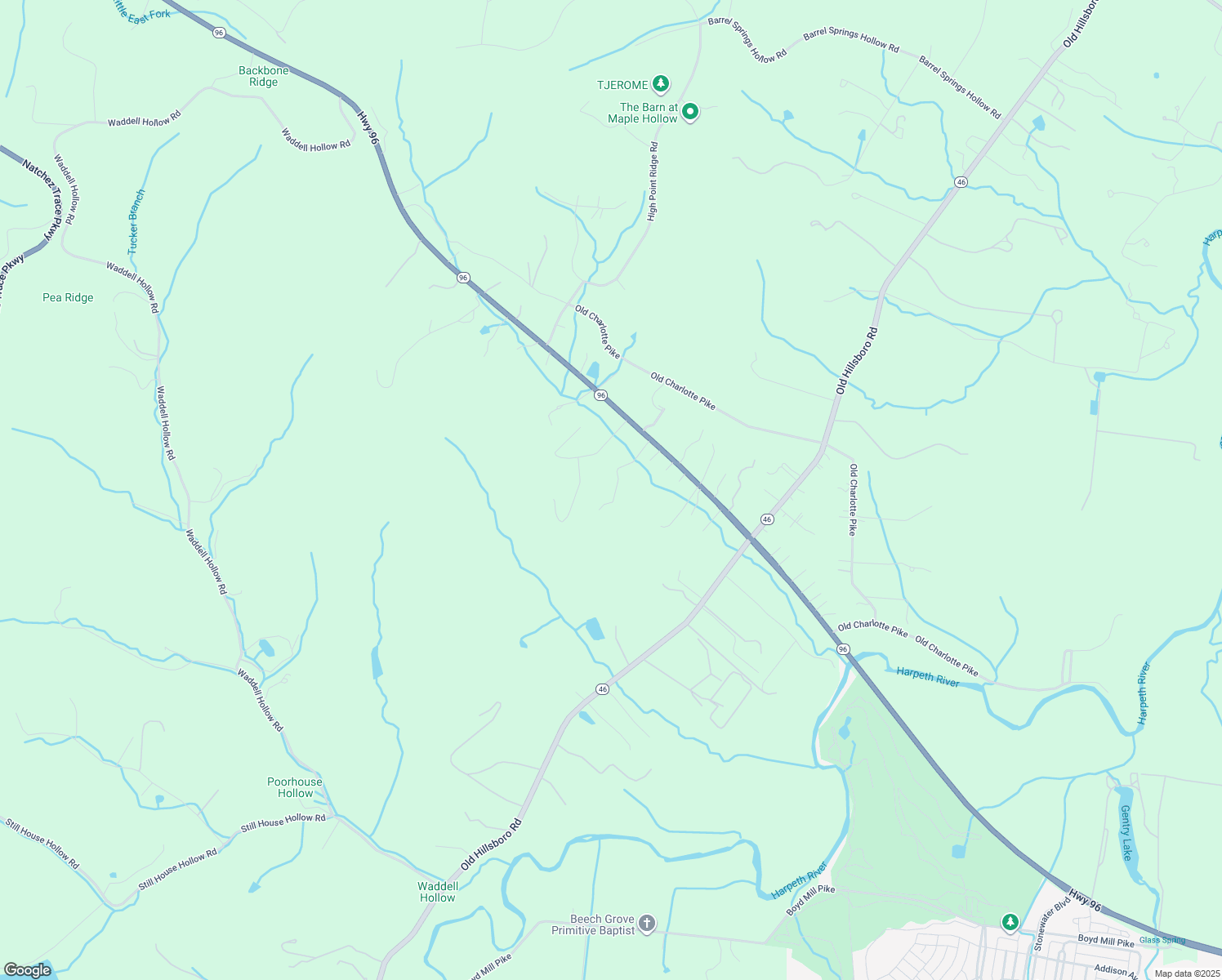 map of restaurants, bars, coffee shops, grocery stores, and more near 3727 New Highway 96 West in Franklin