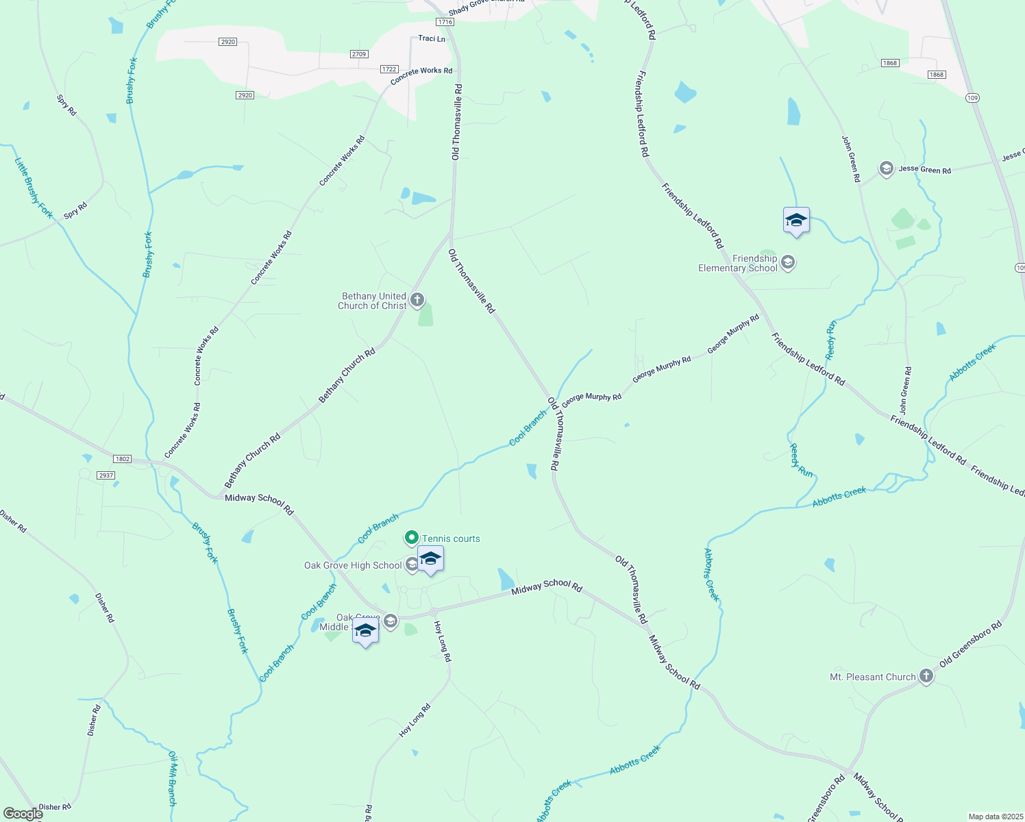 map of restaurants, bars, coffee shops, grocery stores, and more near 1057 Old Thomasville Road in Winston-Salem