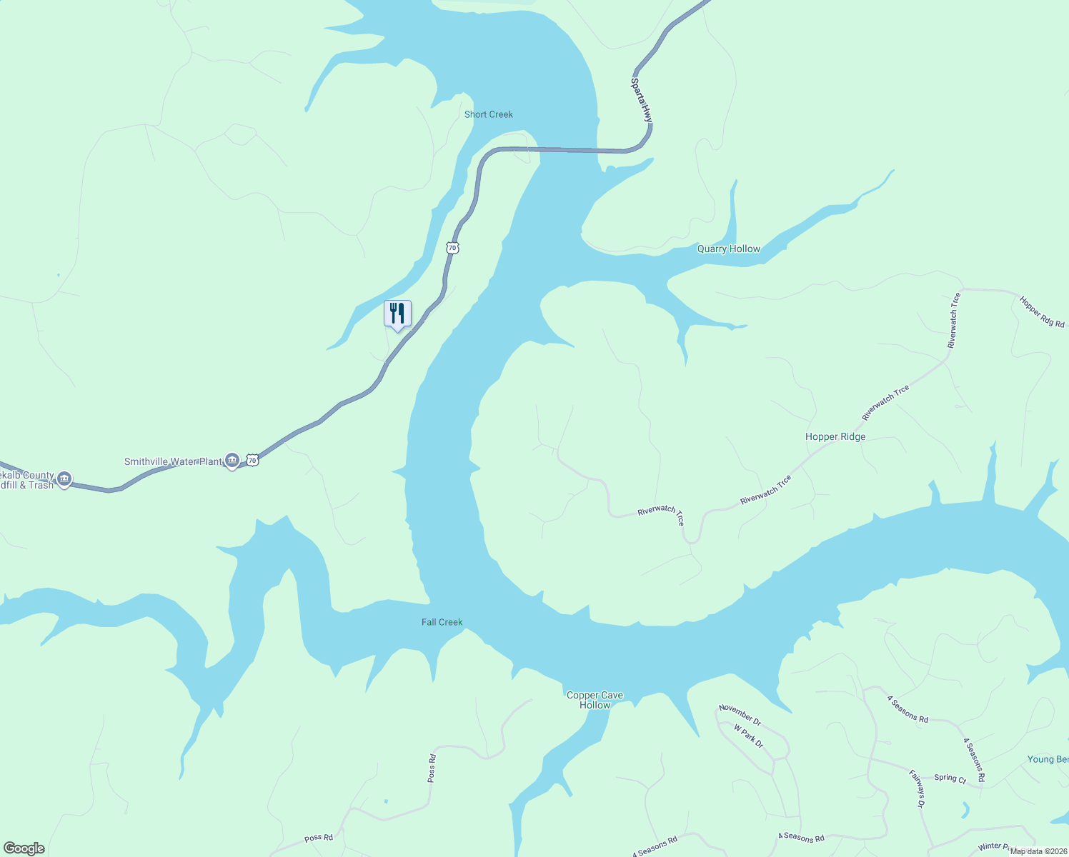 map of restaurants, bars, coffee shops, grocery stores, and more near Hopper Ridge Road in Sparta