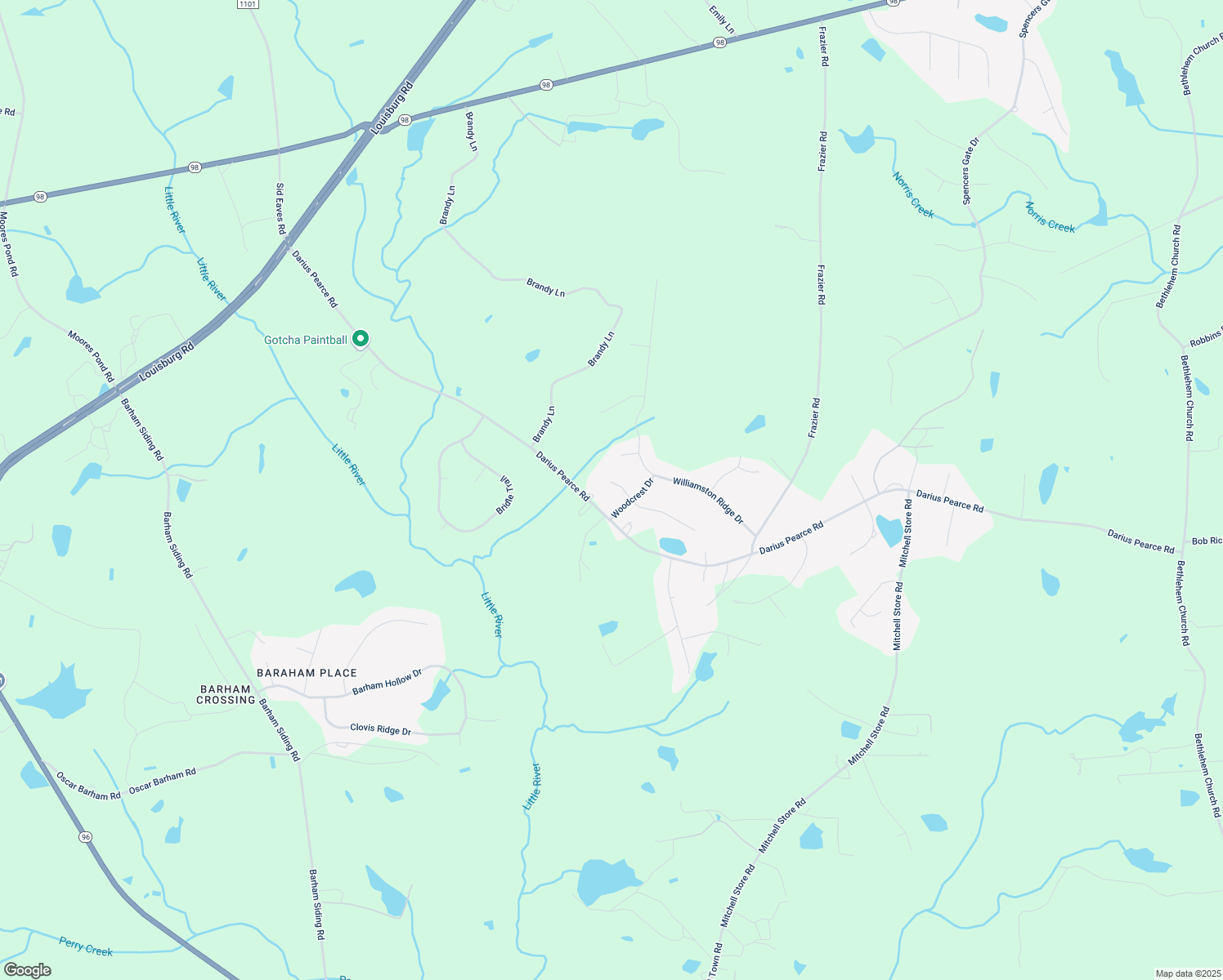 map of restaurants, bars, coffee shops, grocery stores, and more near 20 Linnett Ct in Youngsville