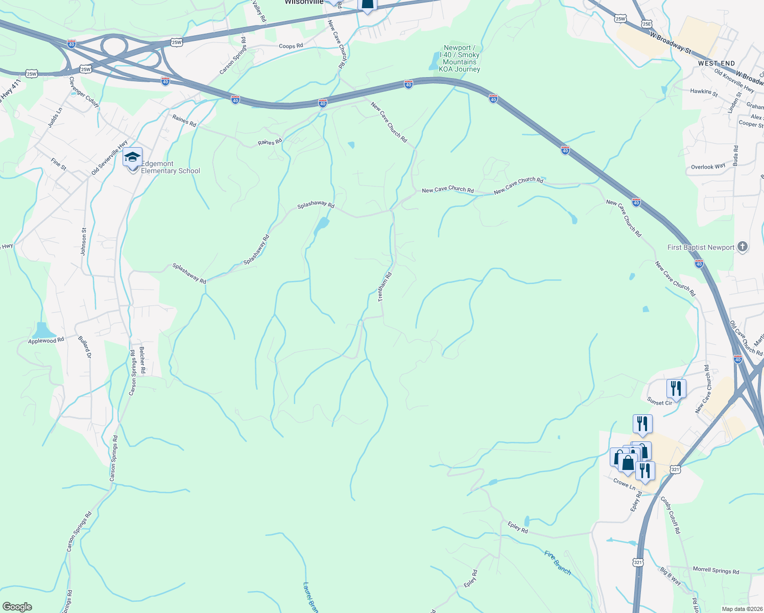 map of restaurants, bars, coffee shops, grocery stores, and more near 518 Trentham Road in Newport