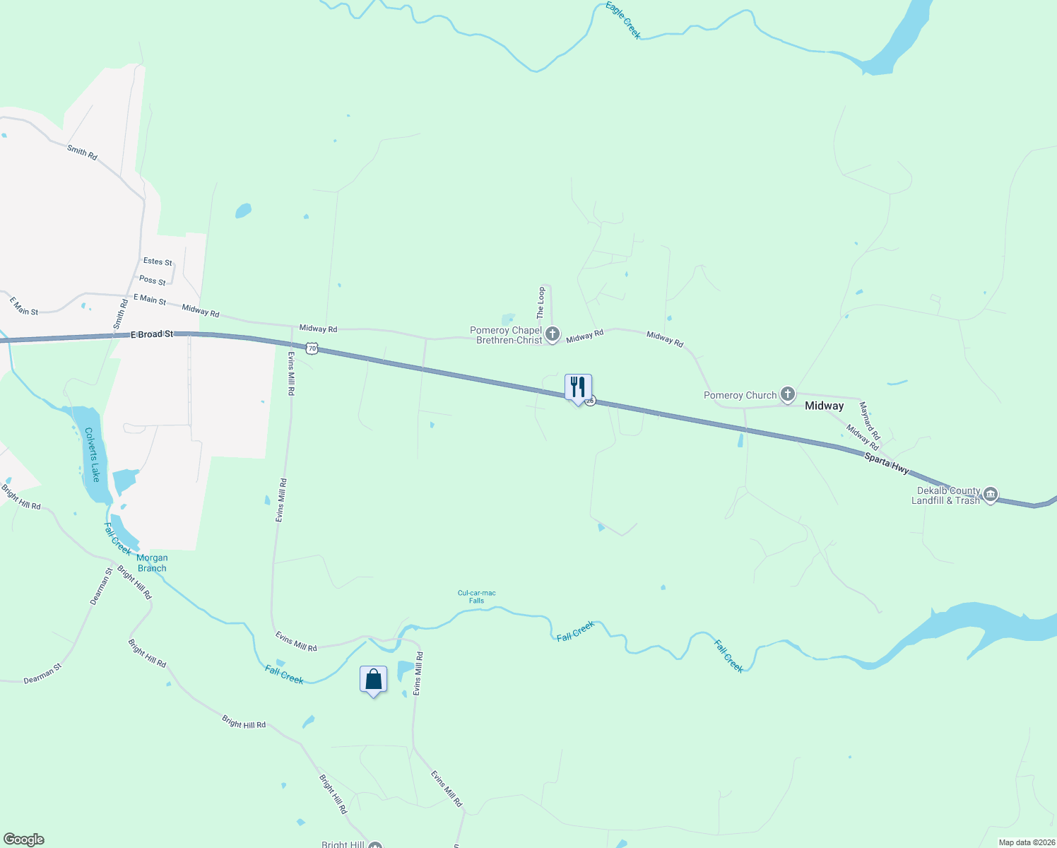 map of restaurants, bars, coffee shops, grocery stores, and more near 154 Quail Point Drive in Smithville