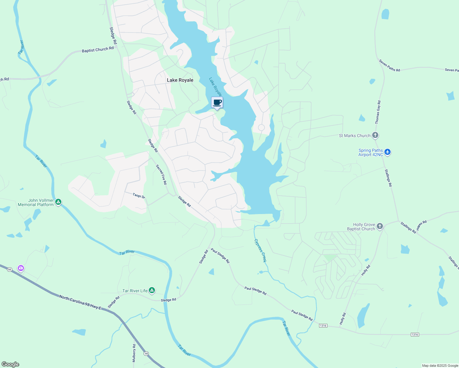 map of restaurants, bars, coffee shops, grocery stores, and more near 742 Sagamore Drive in Louisburg