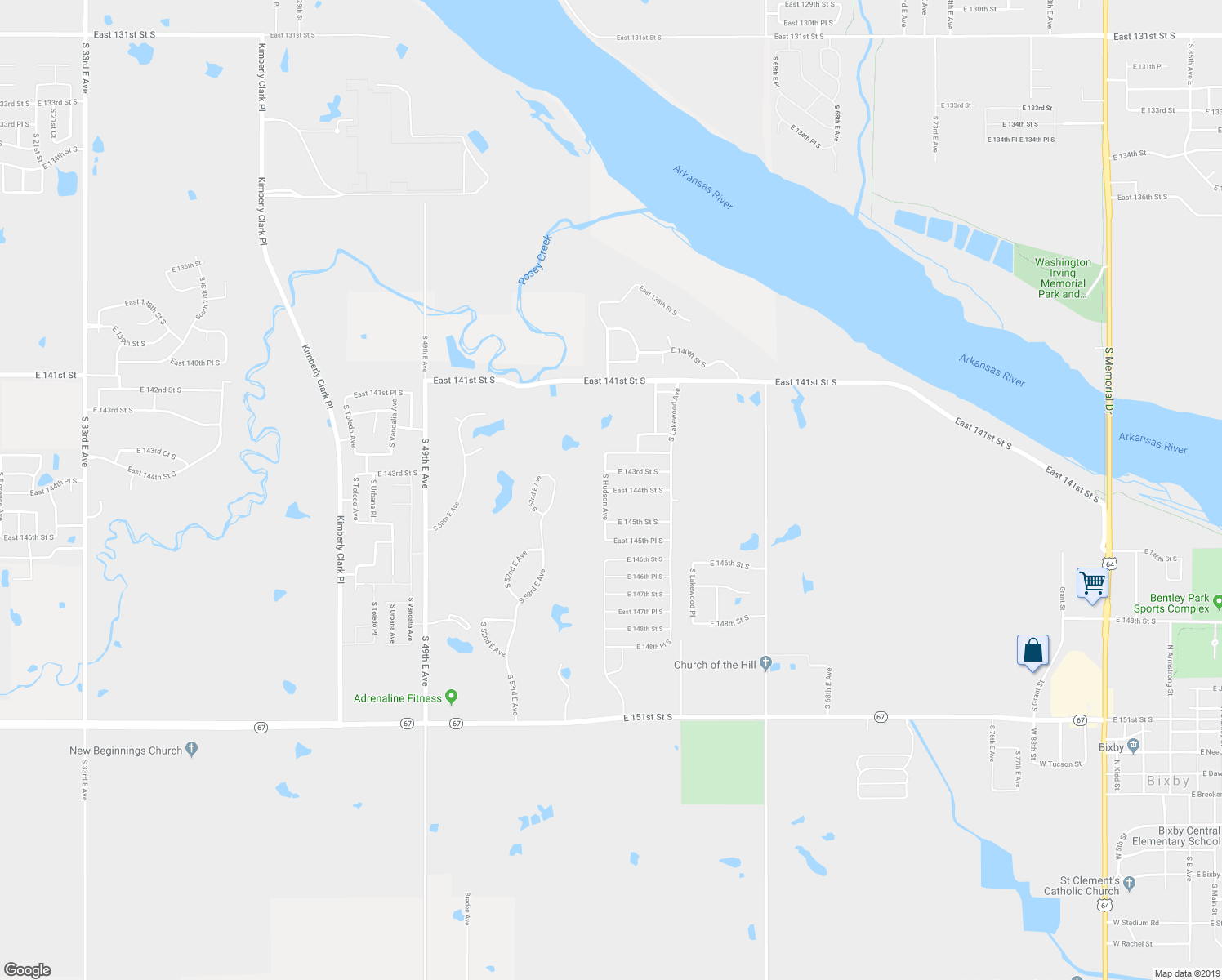 map of restaurants, bars, coffee shops, grocery stores, and more near 3808 East 144th Street South in Bixby